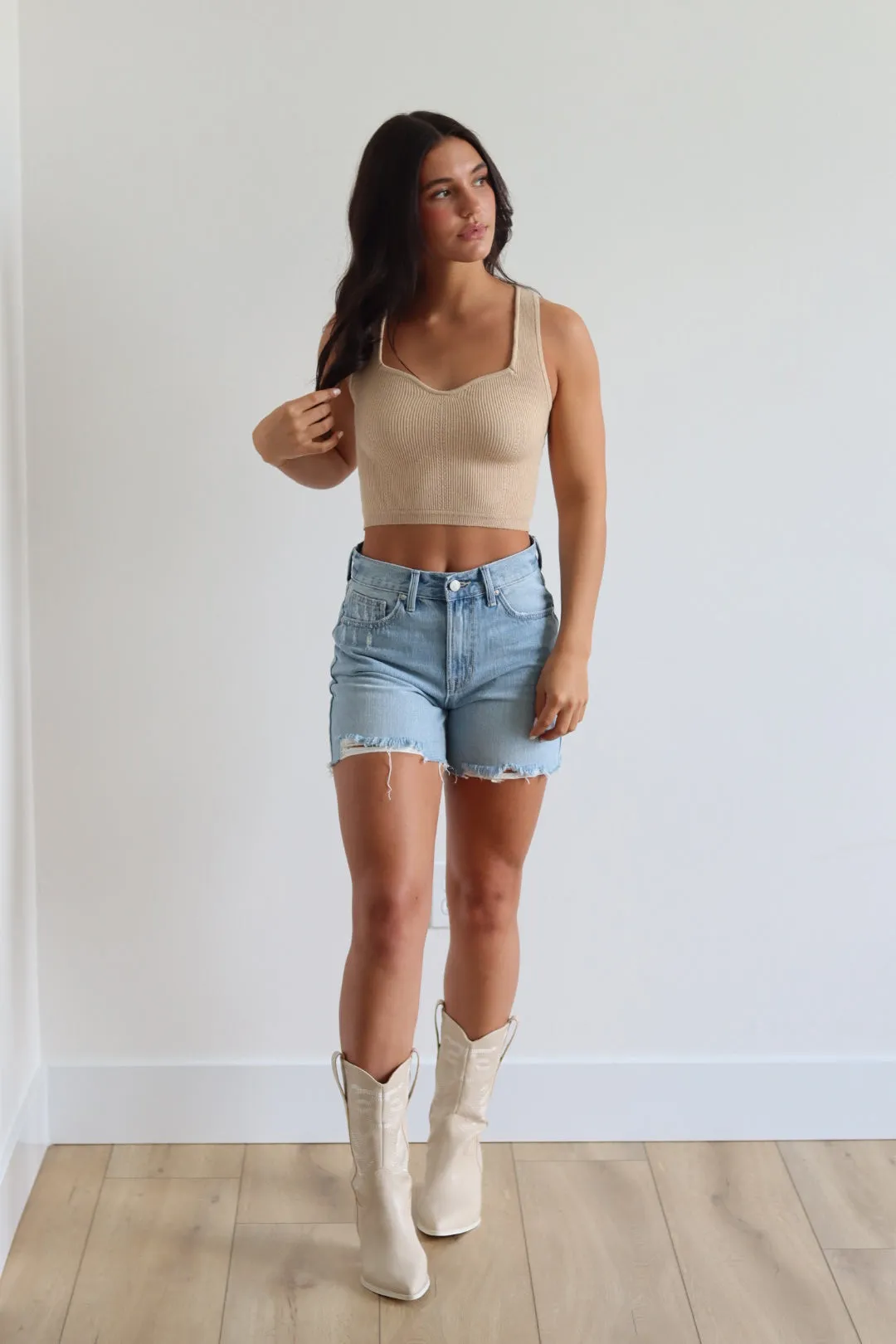 Dad Cutoff Denim Short