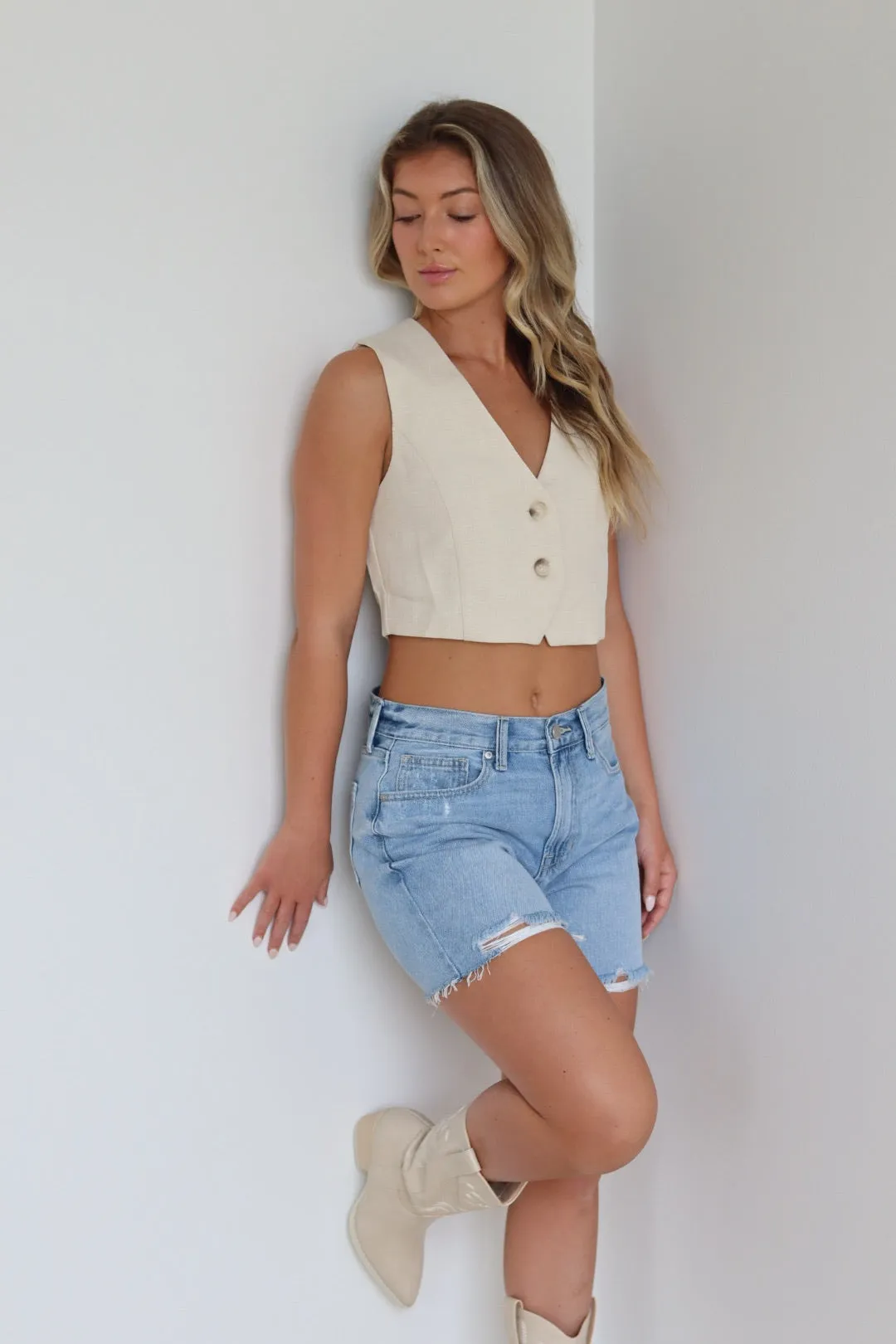 Dad Cutoff Denim Short