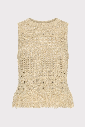 Beaded Fringe Knit Top Anti Pilling Finish EcoFinish Waterproof Coating