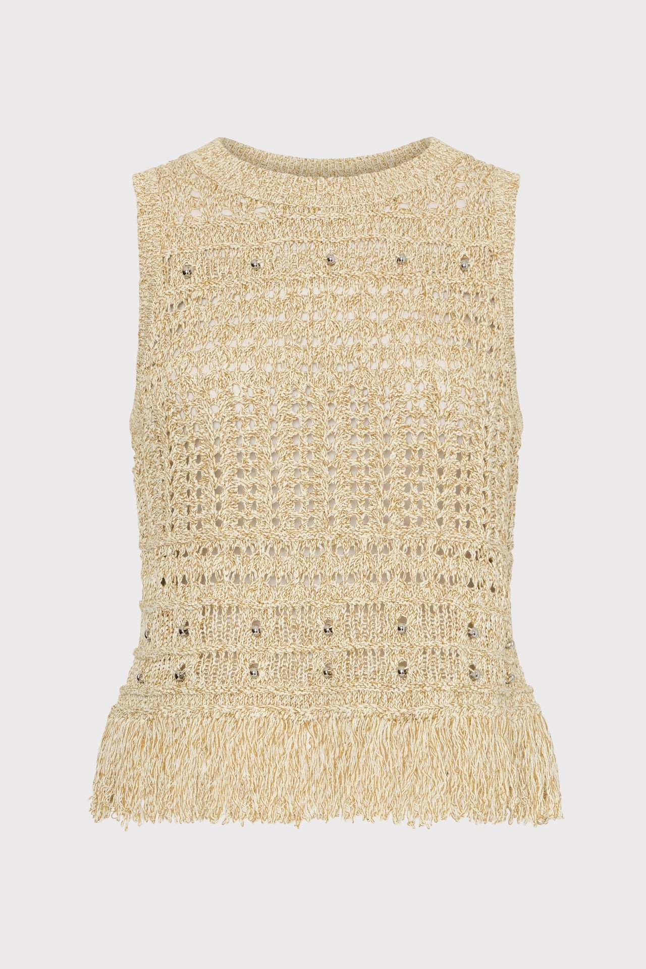 Simple Outfit Beaded Fringe Knit Top