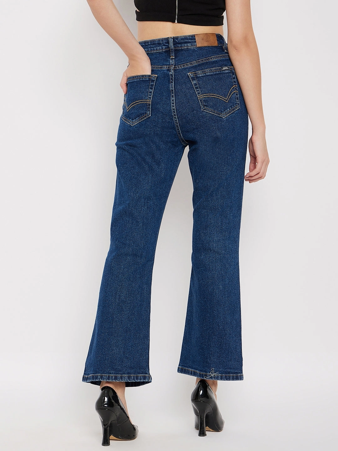 Softened Seams Daily Driven Madame Mid-Rise Front Slit Dark Wash Jeans