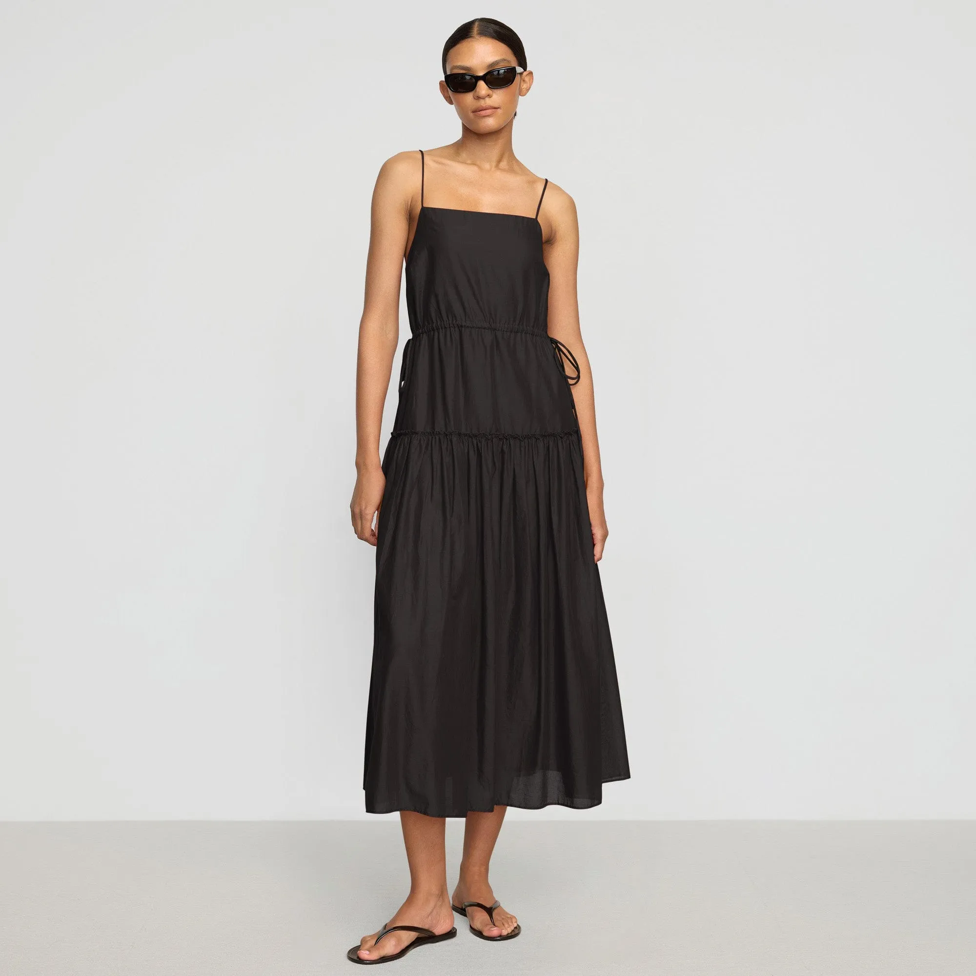 Dalia Tie-Waist Tiered Organic Cotton Dress Effortless Wear