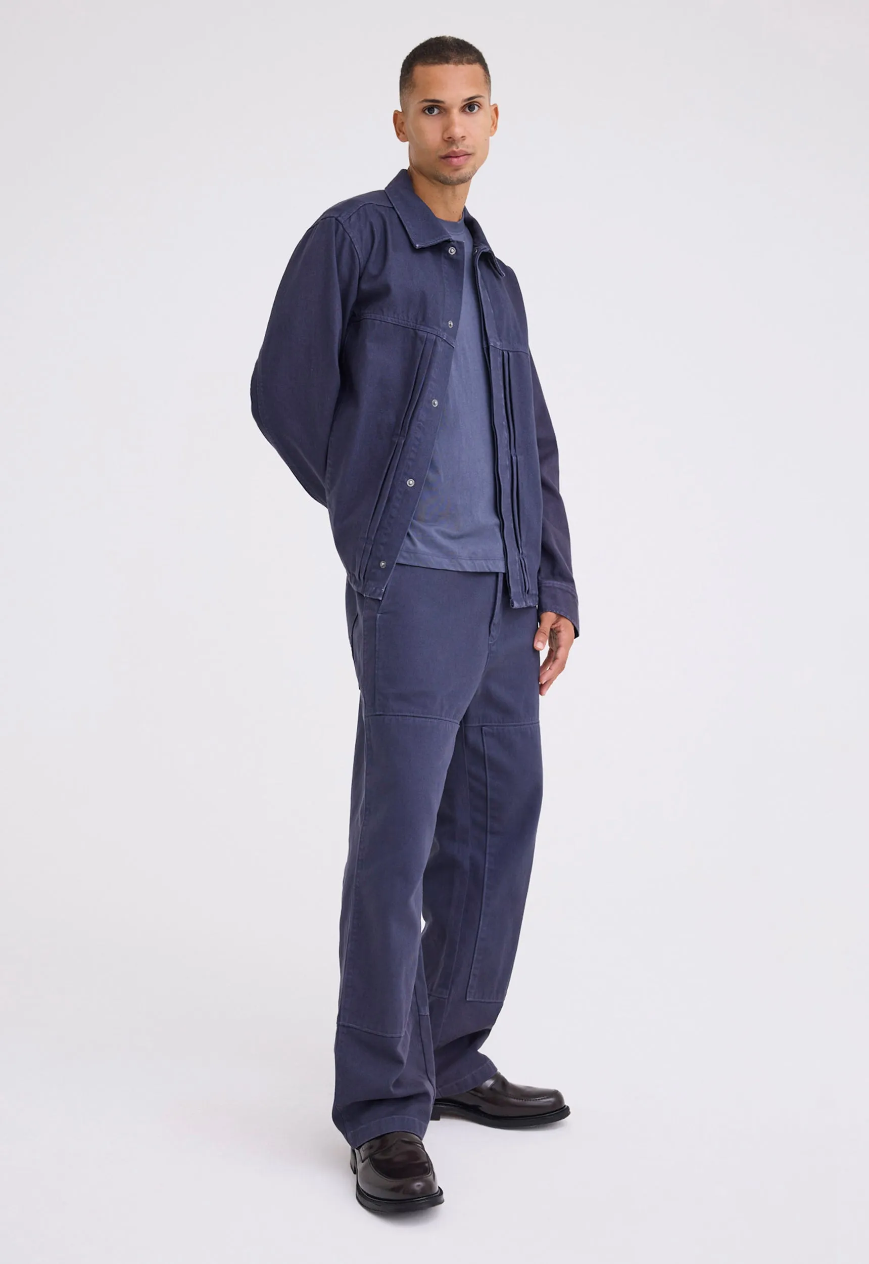Damien Pleated Denim Jacket - Sly Blue
