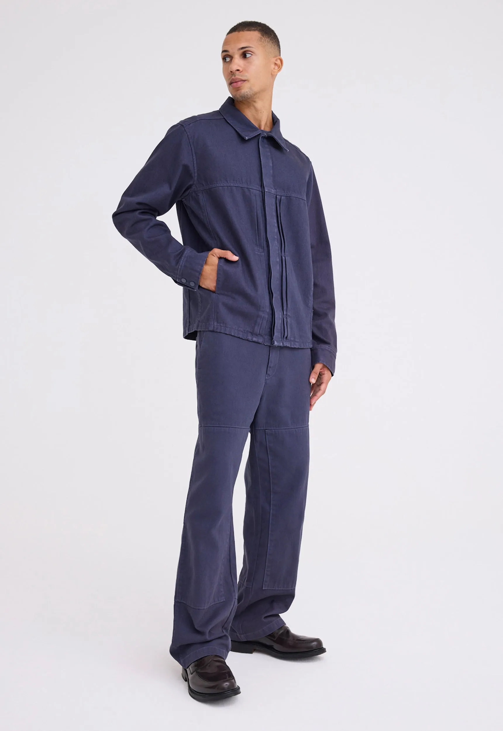 Damien Pleated Denim Jacket - Sly Blue