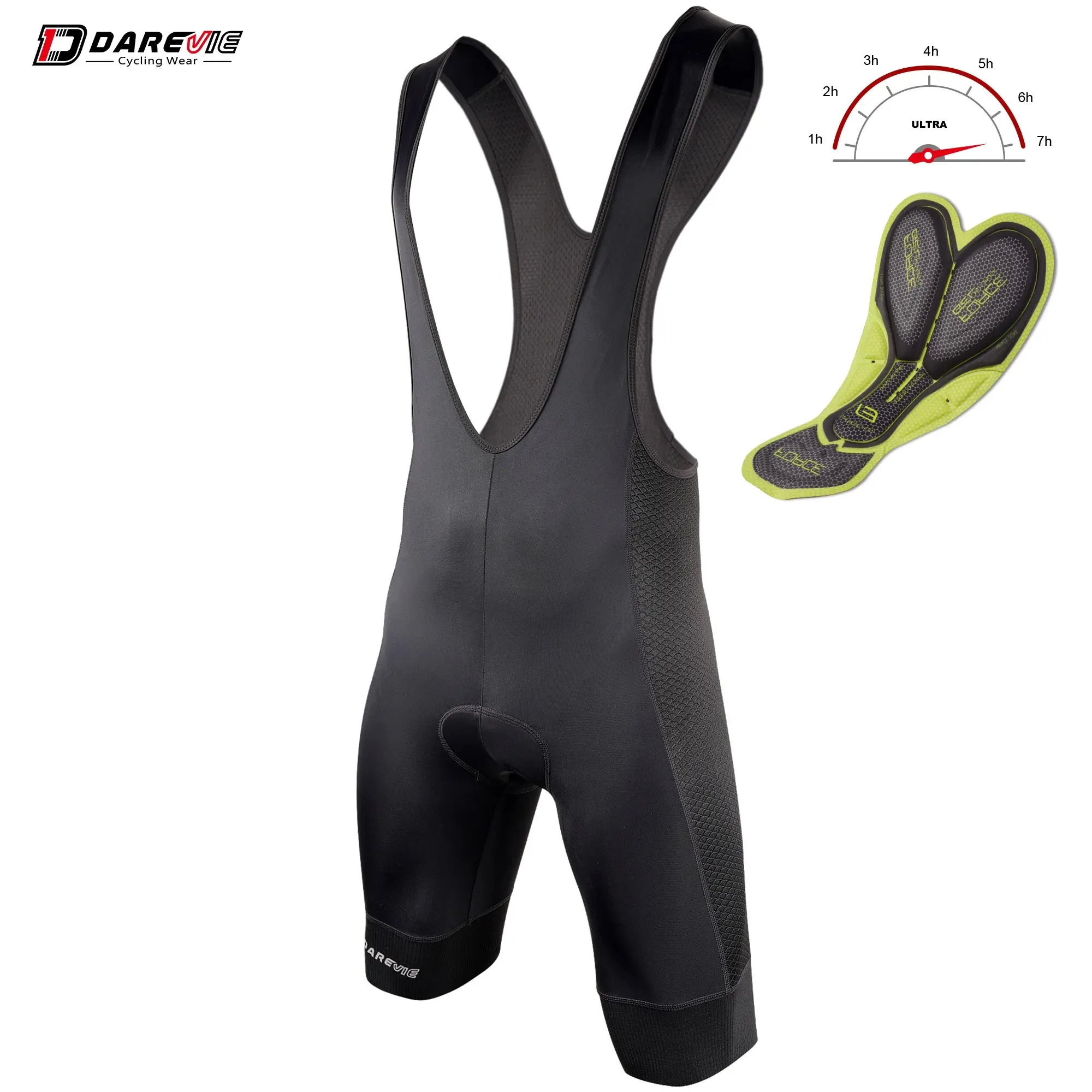 DAREVIE Cycling Bib Shorts Gel Pad Men's Cycling Bretelle Pro 6H Ride Men's Cycling Shorts Men Cycling Shorts 7 CM Leg Gripper
