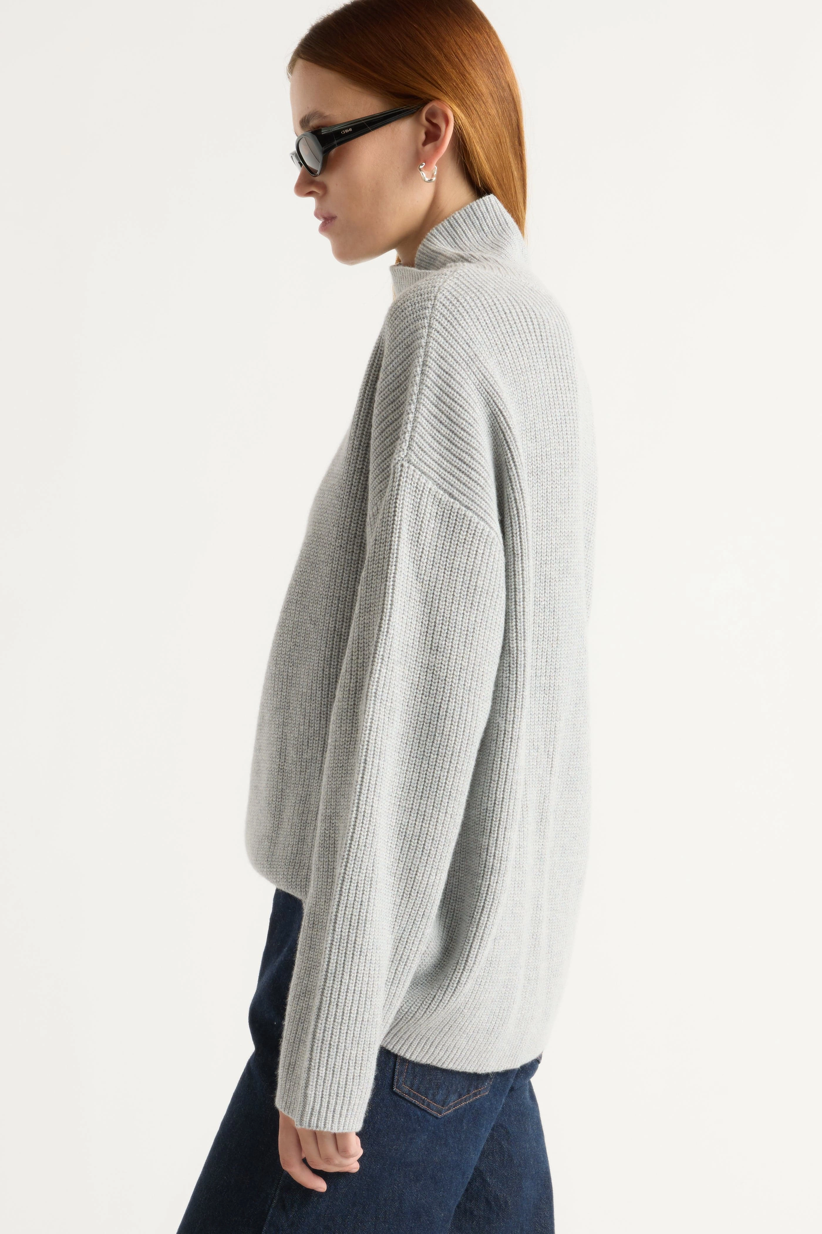 Daria Wrap-Neck Organic Cotton-Wool Sweater Eco Conscious Processing Breathable Layer Fit
