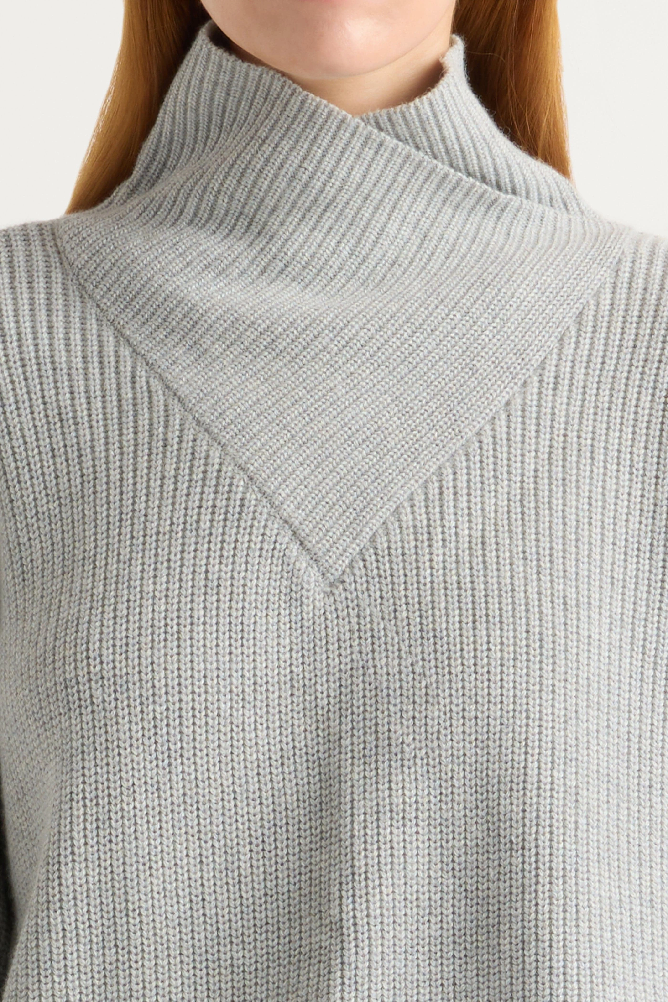 Daria Wrap-Neck Organic Cotton-Wool Sweater Light Flex