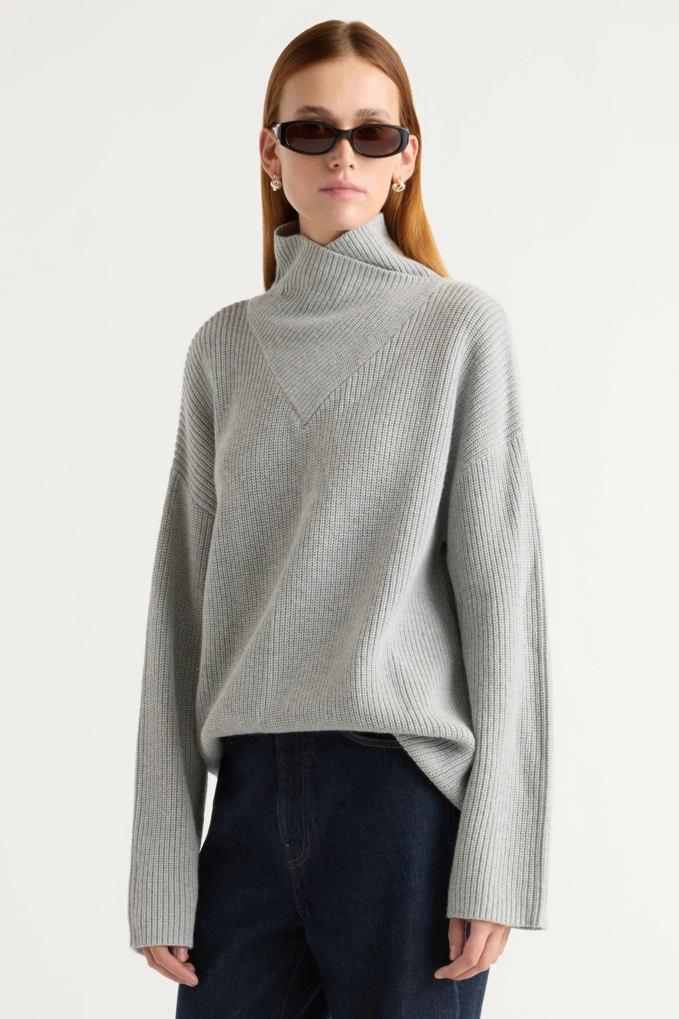 Daria Wrap-Neck Organic Cotton-Wool Sweater Chilly Wear