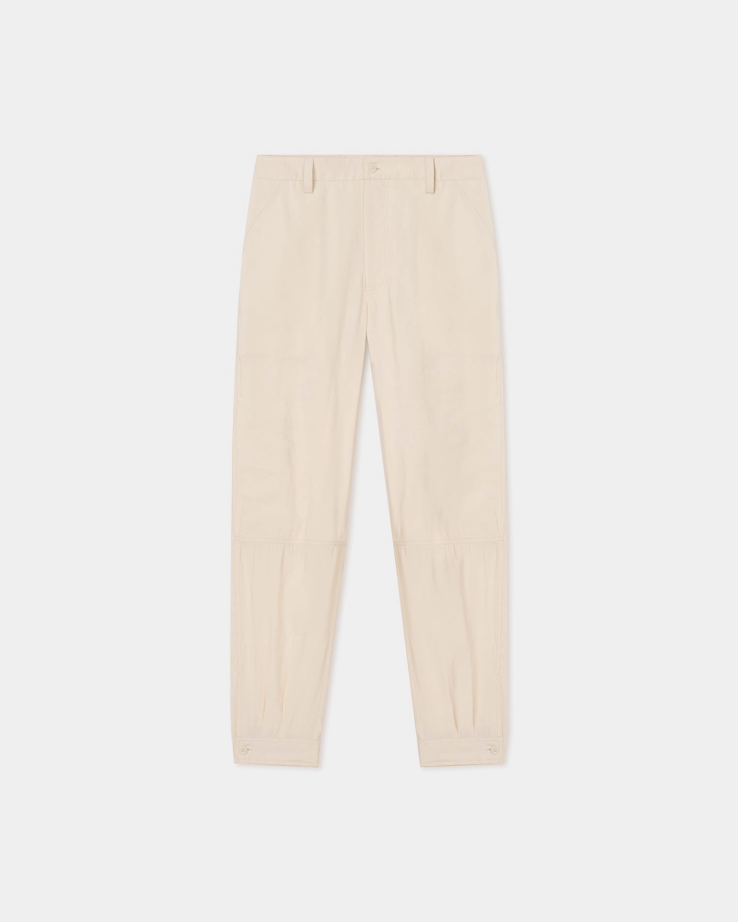 Comfort-First Contrast Trim Daron - Glass Poplin Pants - Oat