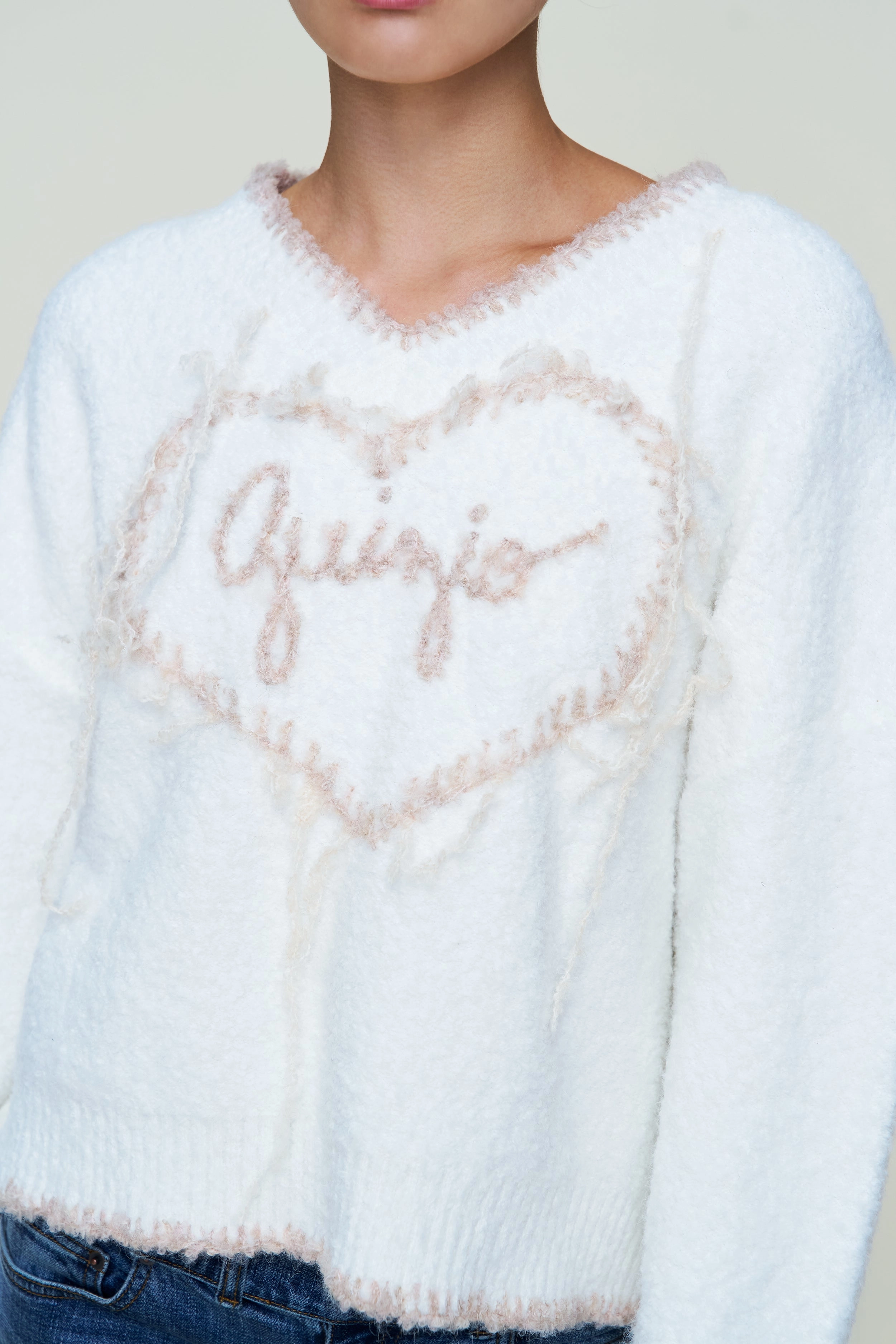 Guizio Heart Wool Sweater Hooded Knit Variation