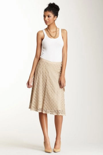 Guipure Lace Circle Skirt - Champagne Mini length Business Meeting