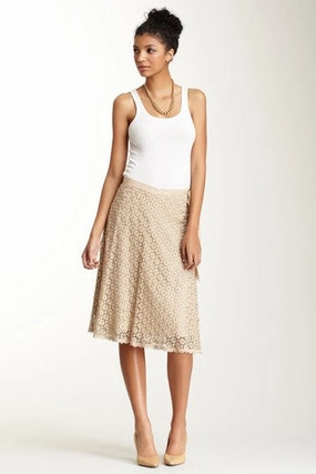 Guipure Lace Circle Skirt - Champagne Chafe Resistant
