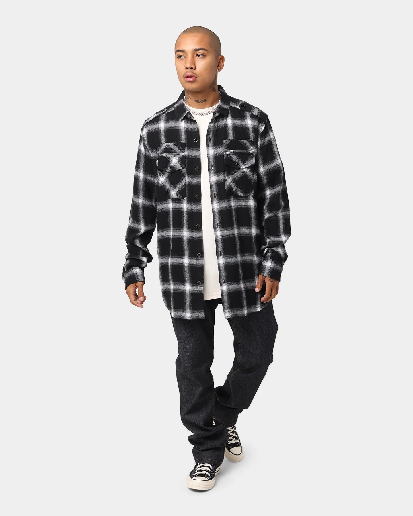 Dead Studios Rinsed Flanno Shirt Black/White