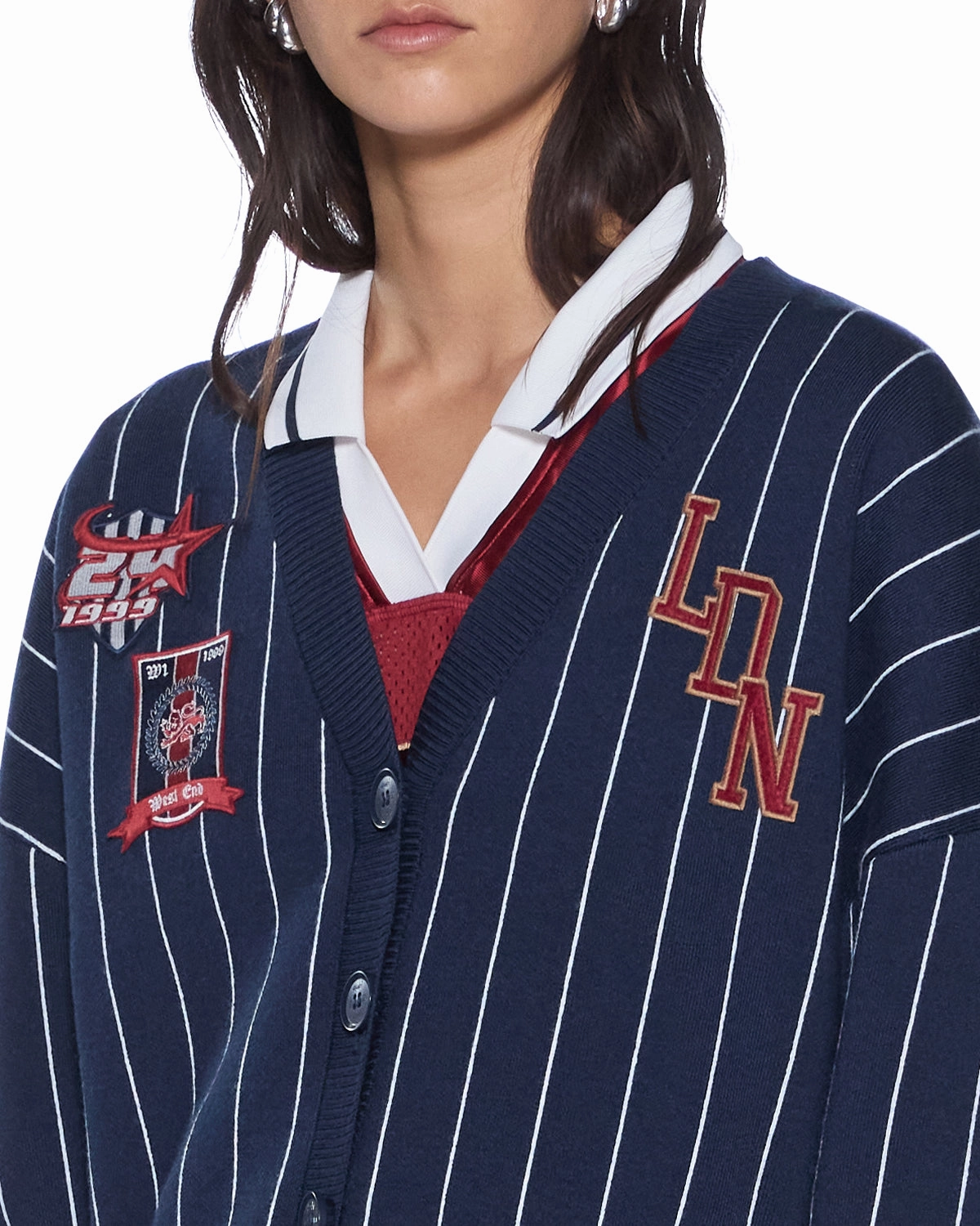 simple design All-Purpose Wear DEAN CARDIGAN NAVY PINSTRIPE
