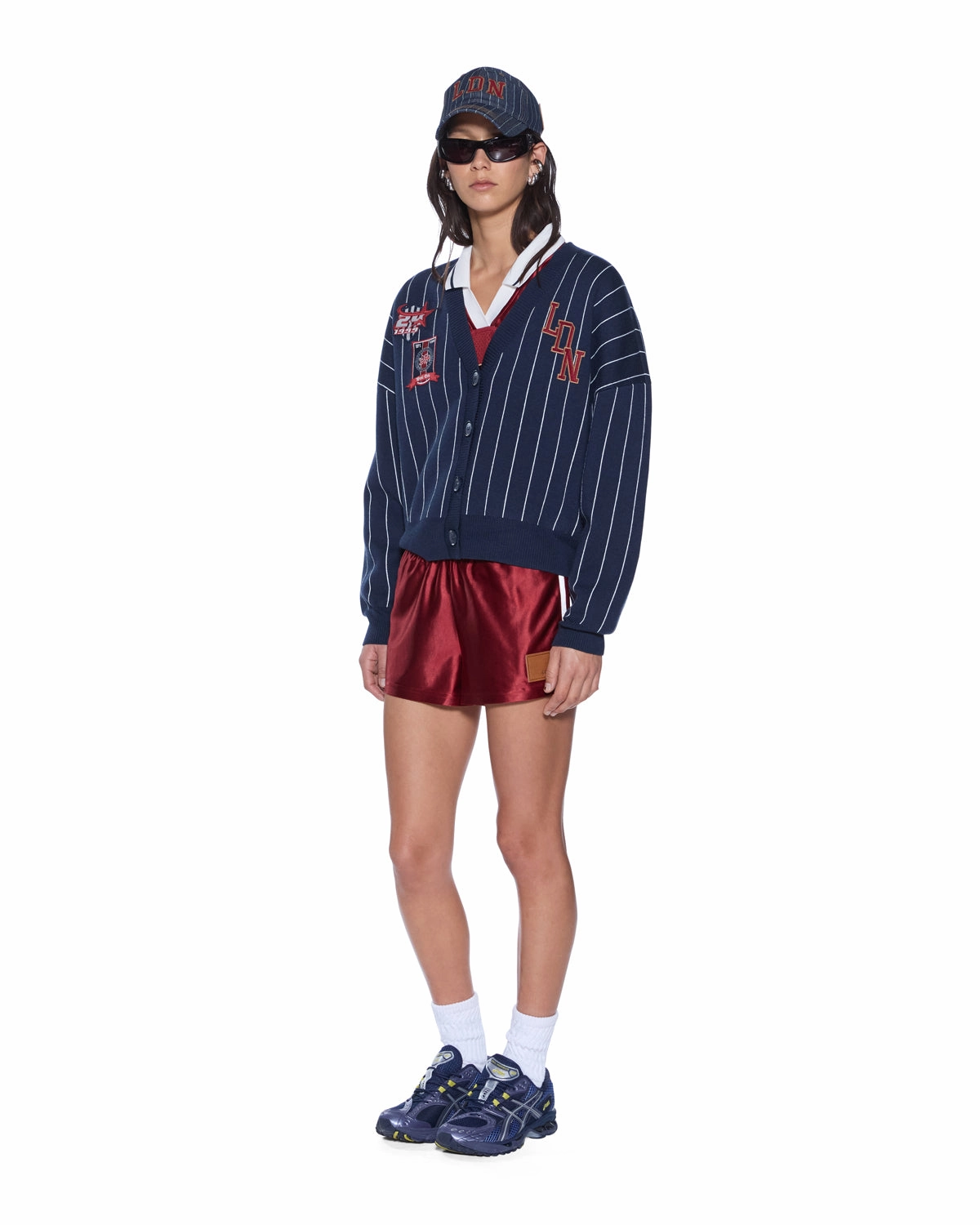 Moisture Control Technology DEAN CARDIGAN NAVY PINSTRIPE