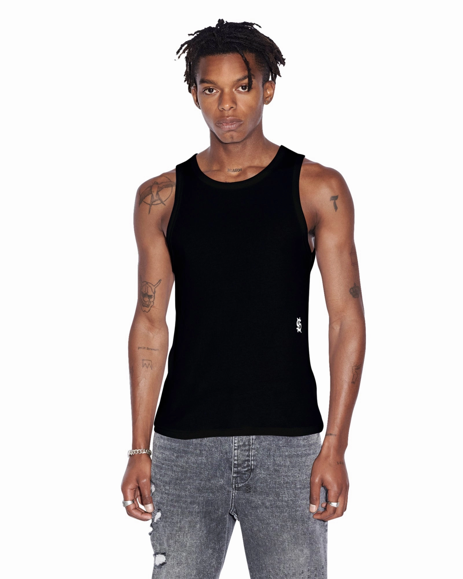 Round neck simplicity DEBUT SINGLET BLACK