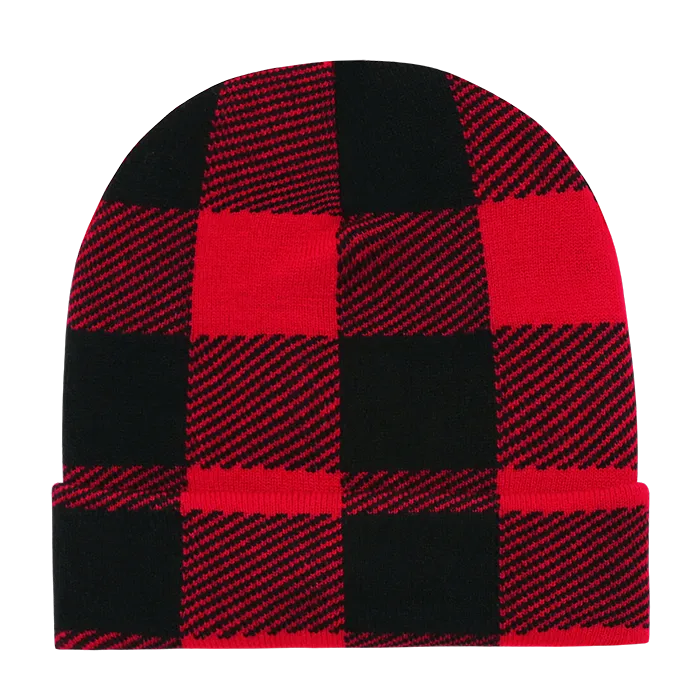 Decky 8027 Buffalo Plaid Long Beanie Knit Cap