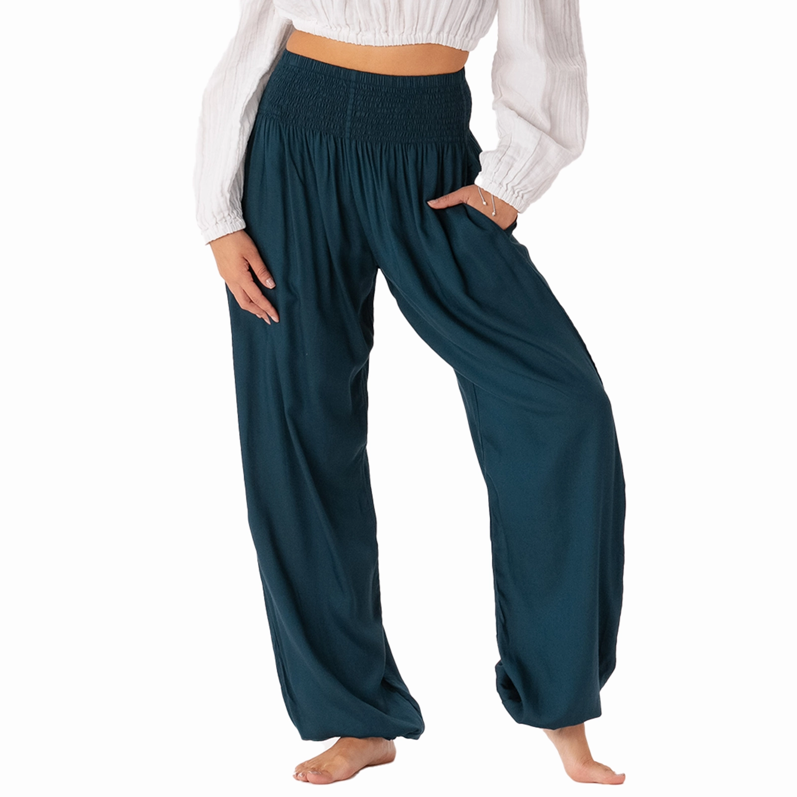 Deep Teal Harem Pants Casual Performance