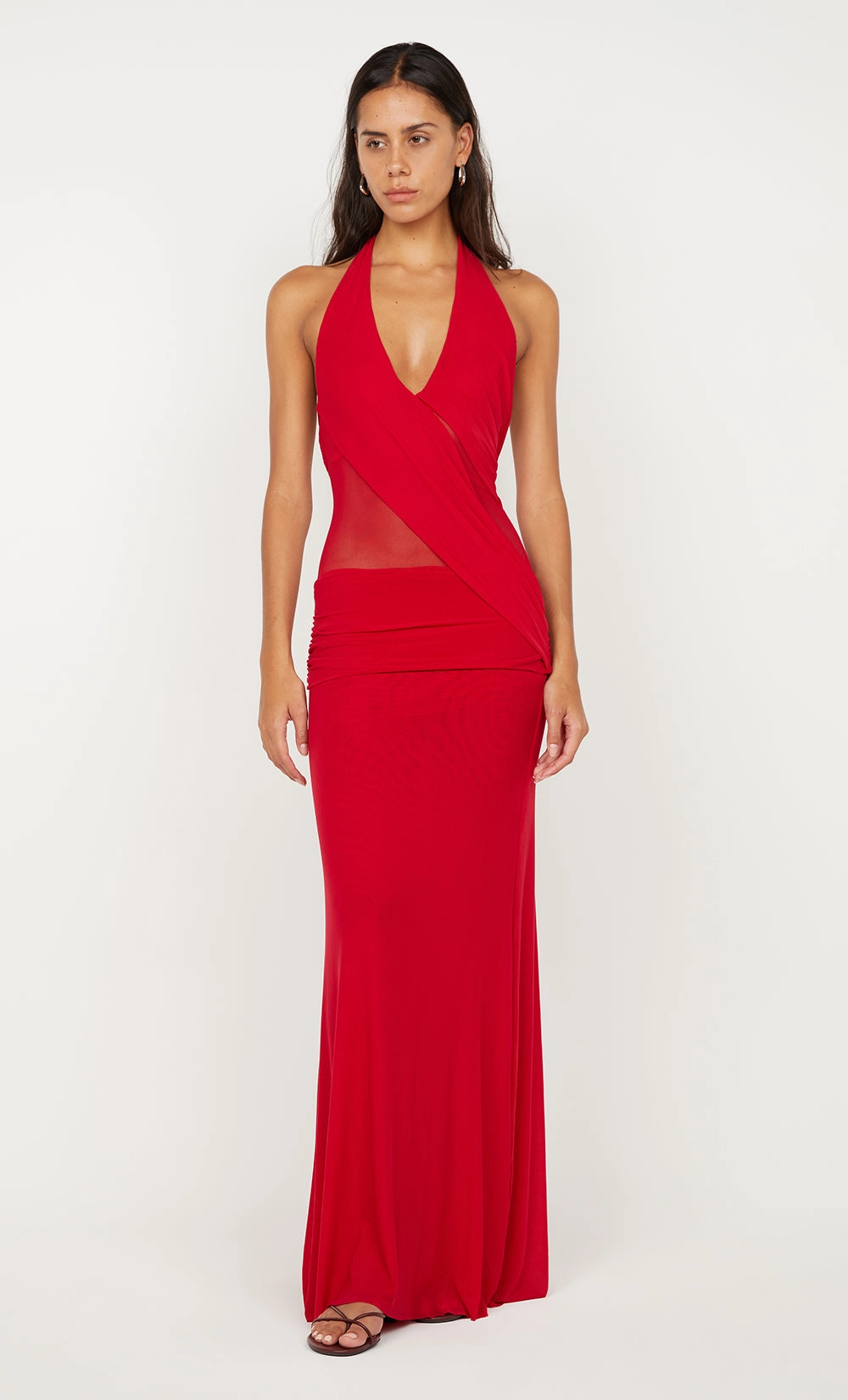 Magnetic-Closure DEIJA HALTER MAXI DRESS - STRAWBERRY