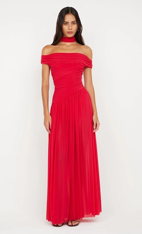 Silky Shape One Piece Look DEIJA OFFSHOULDER MAXI DRESS - STRAWBERRY