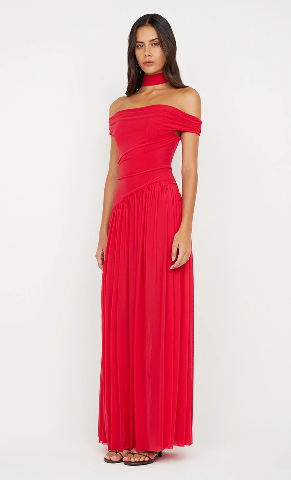 Dreamy Motion DEIJA OFFSHOULDER MAXI DRESS - STRAWBERRY