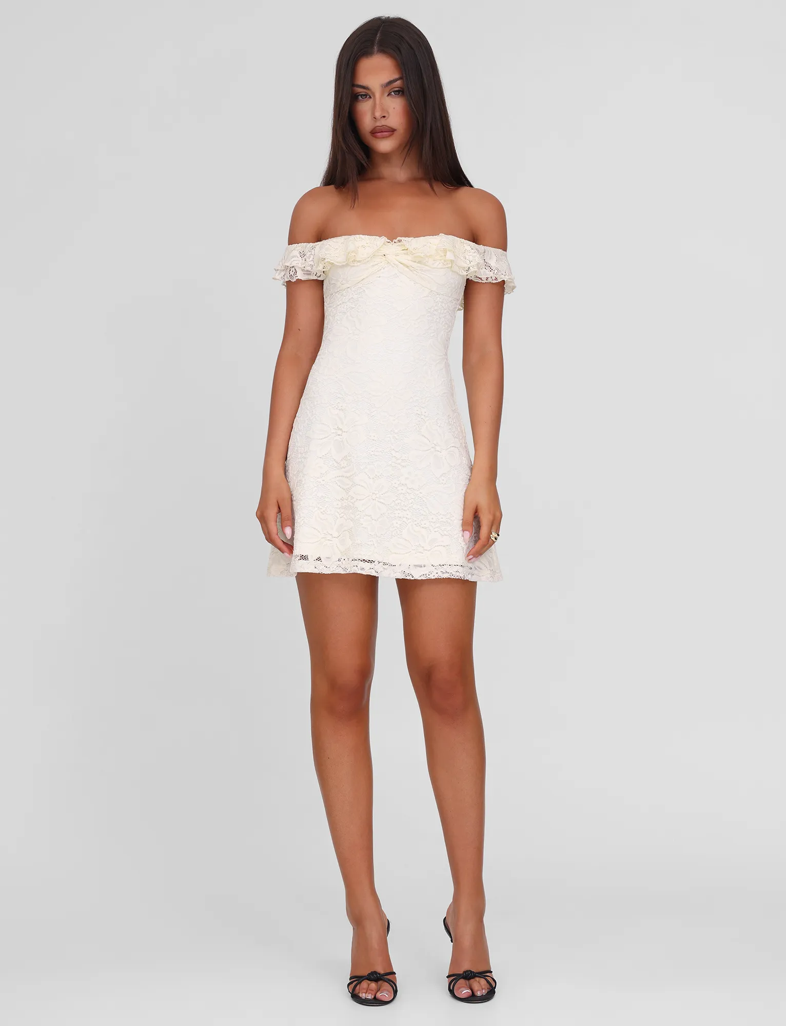 Form Fitting Easy Go DENALI LACE MINI DRESS - CREAM LACE