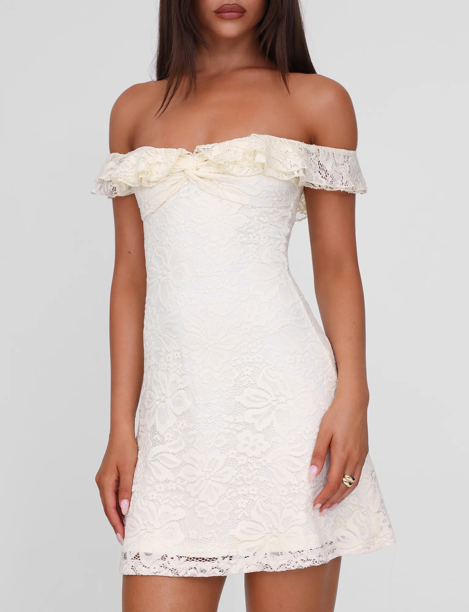 DENALI LACE MINI DRESS - CREAM LACE Warm-Layer All Gender