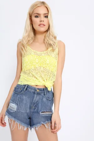 Denim Blue Blue Studded Denim Shorts