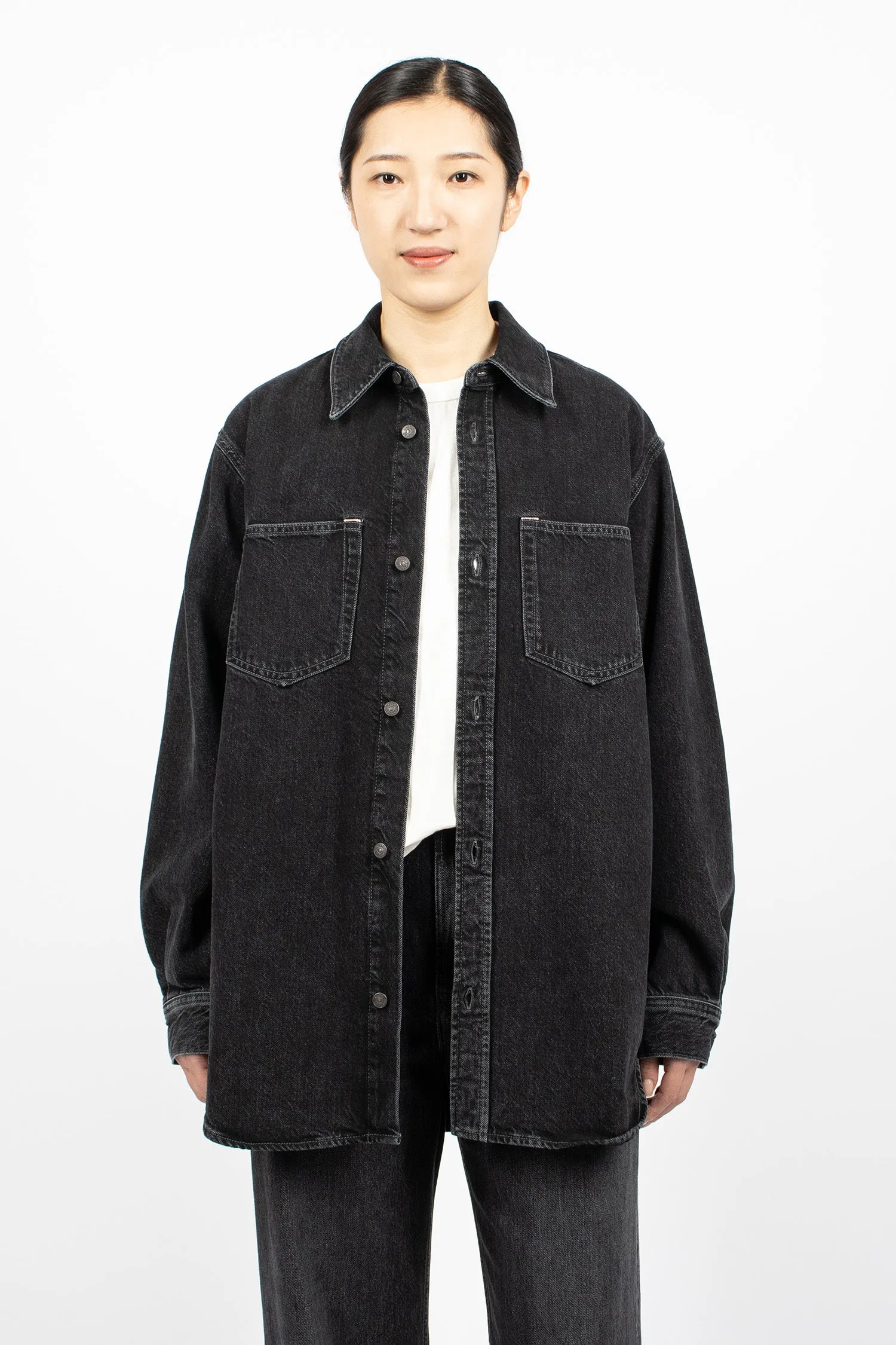 Denim Button-Up Shirt Black