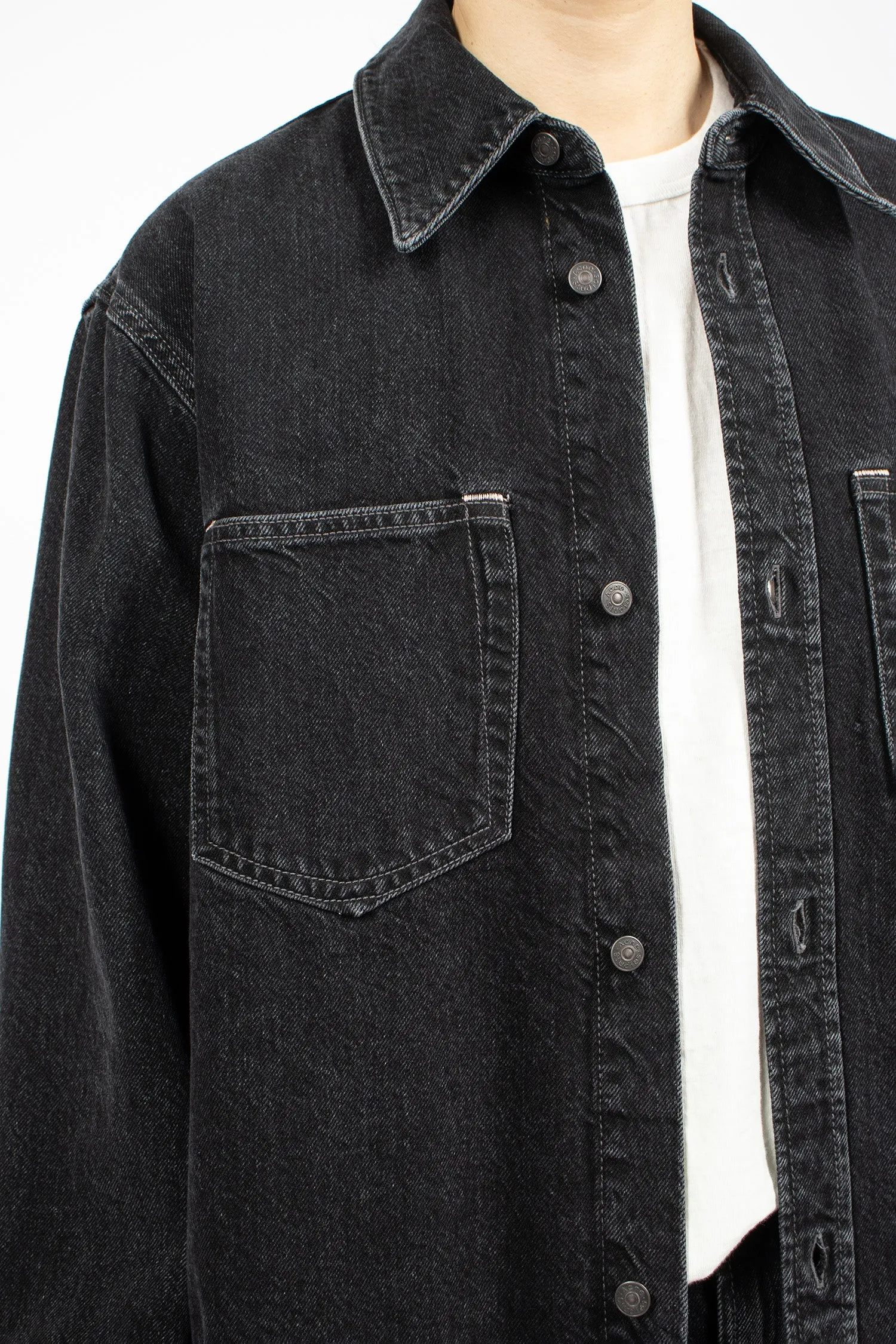 Denim Button-Up Shirt Black