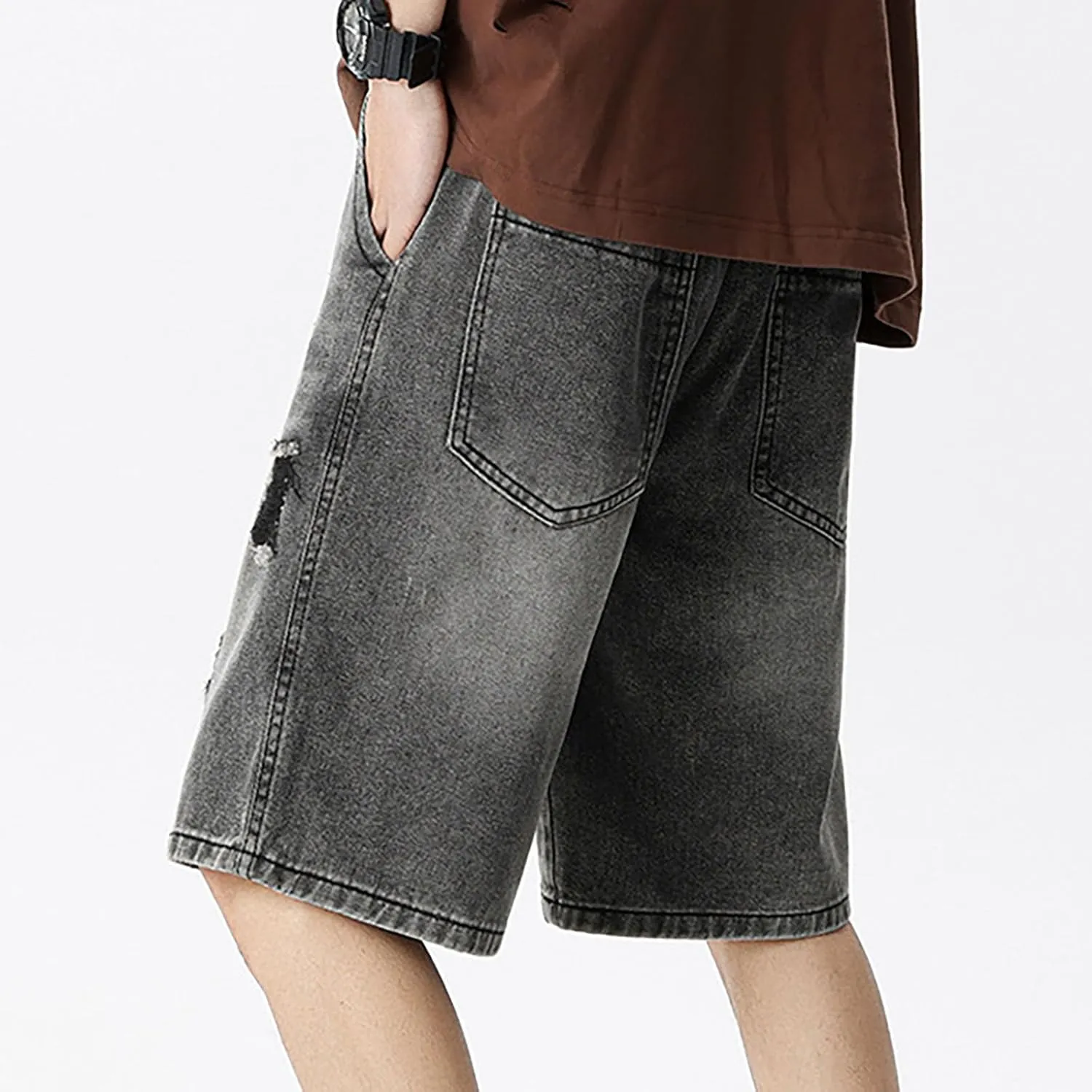 Denim Jorts for Men 2024 Skinny Stretch Lightweight Shorts Stretch Hiking Cargo Shorts Big & Tall