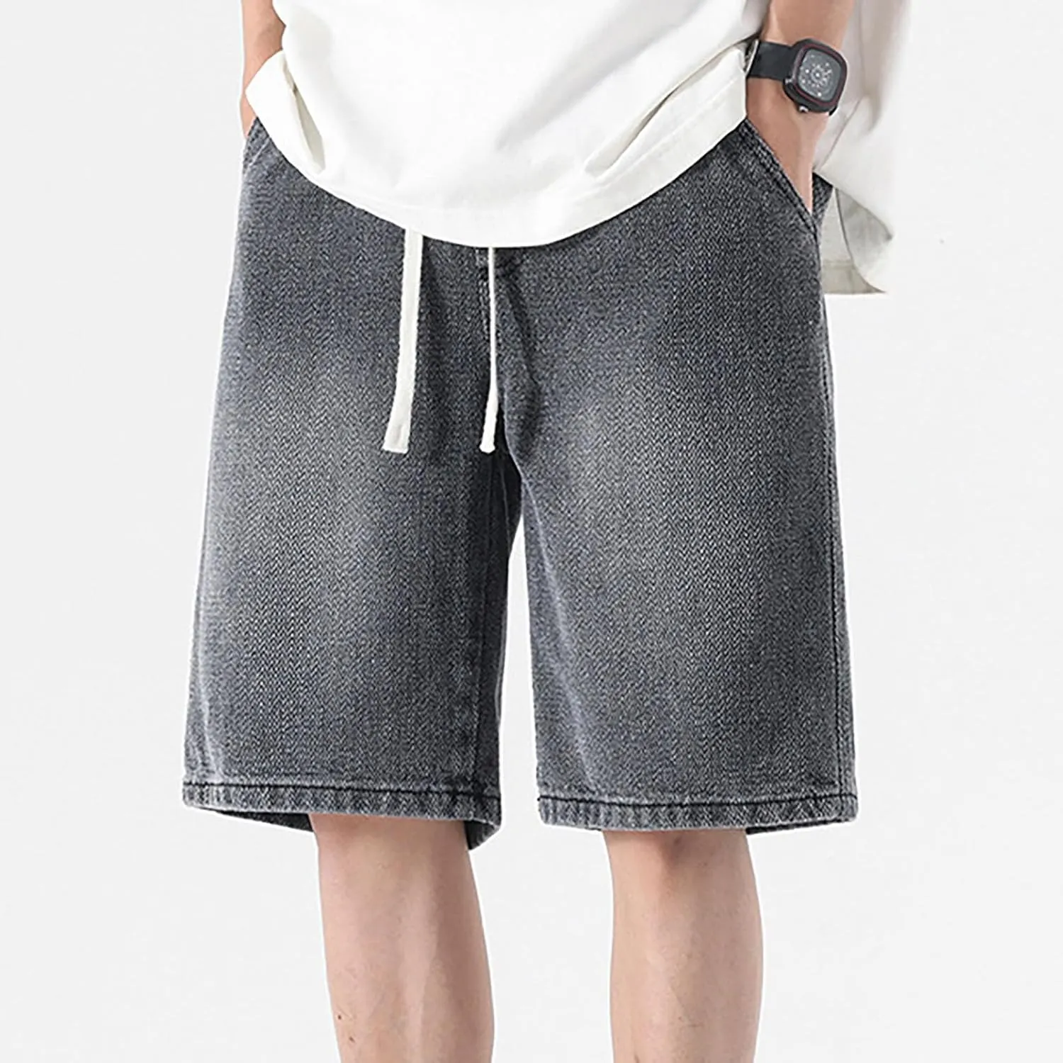 Denim Jorts for Men 2024 Skinny Stretch Lightweight Shorts Stretch Hiking Cargo Shorts Big & Tall