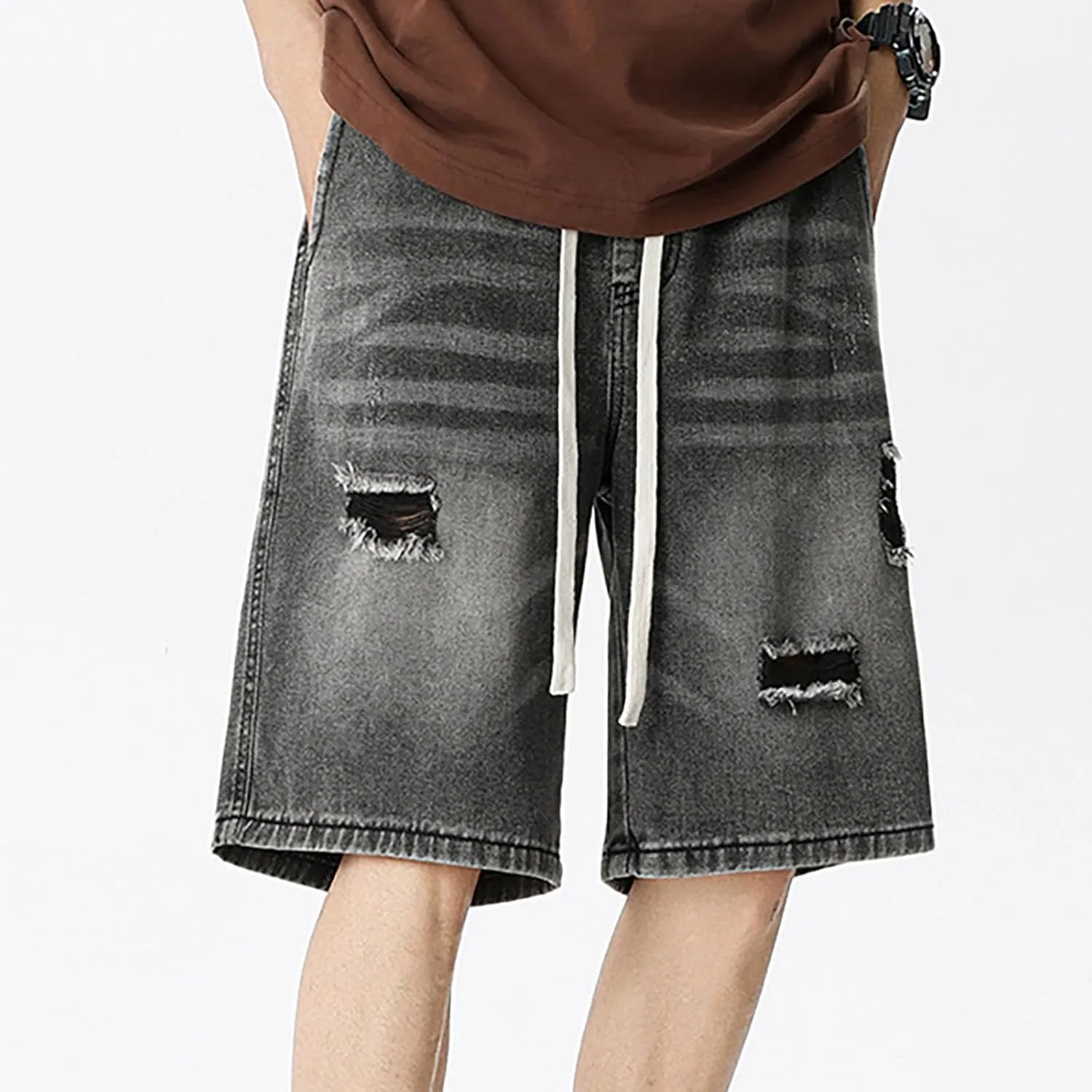 Denim Jorts for Men 2024 Skinny Stretch Lightweight Shorts Stretch Hiking Cargo Shorts Big & Tall