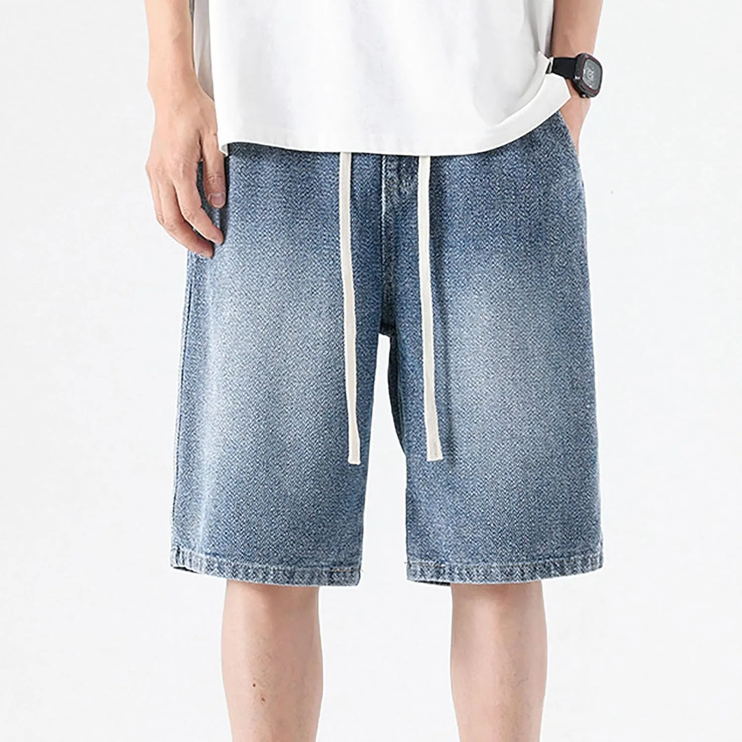 Denim Jorts for Men 2024 Skinny Stretch Lightweight Shorts Stretch Hiking Cargo Shorts Big & Tall