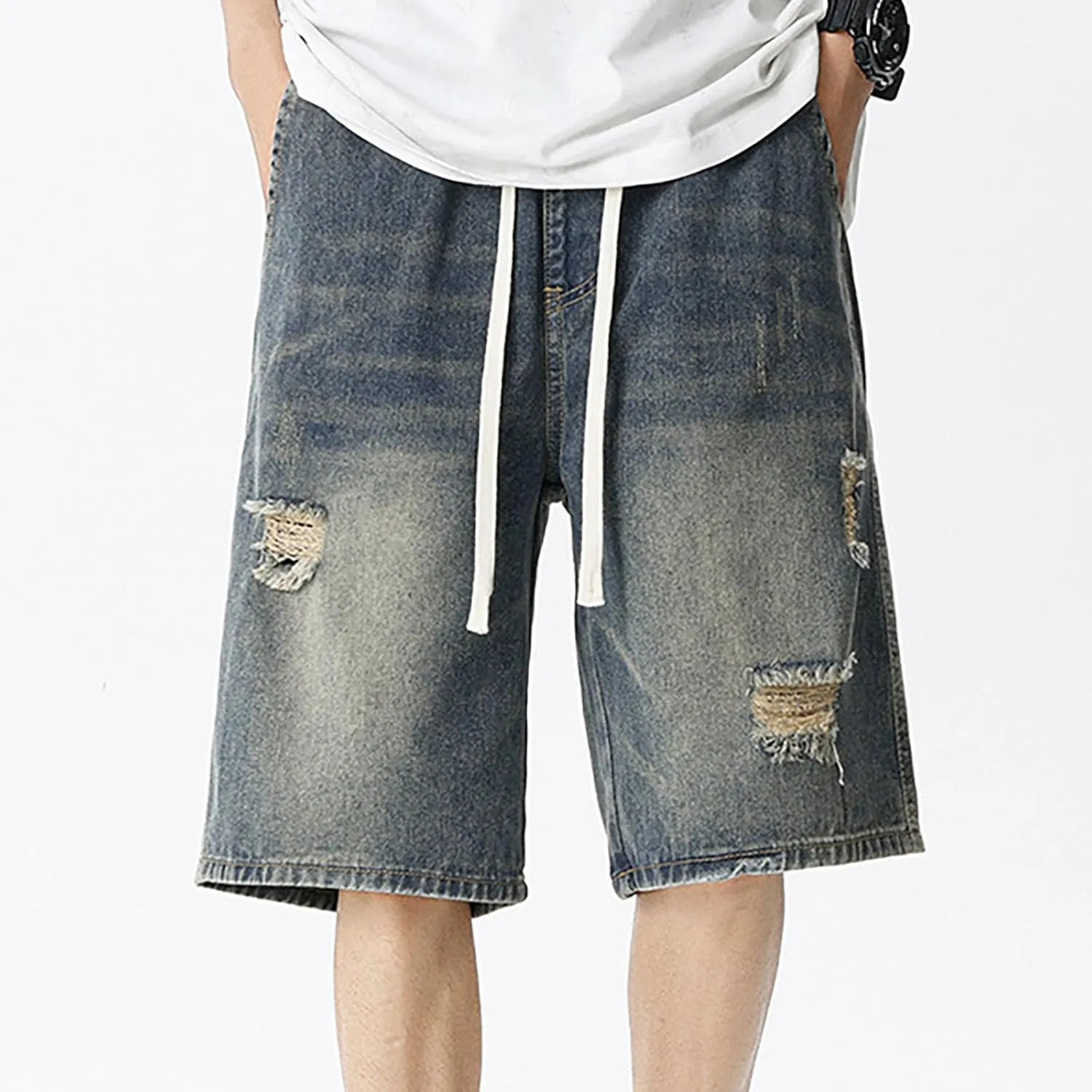 Denim Jorts for Men 2024 Skinny Stretch Lightweight Shorts Stretch Hiking Cargo Shorts Big & Tall