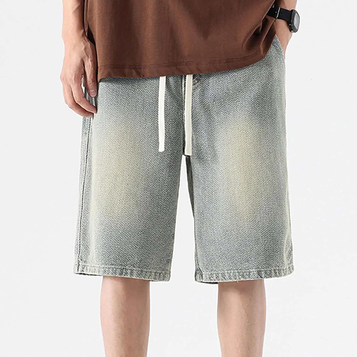 Denim Jorts for Men 2024 Skinny Stretch Lightweight Shorts Stretch Hiking Cargo Shorts Big & Tall