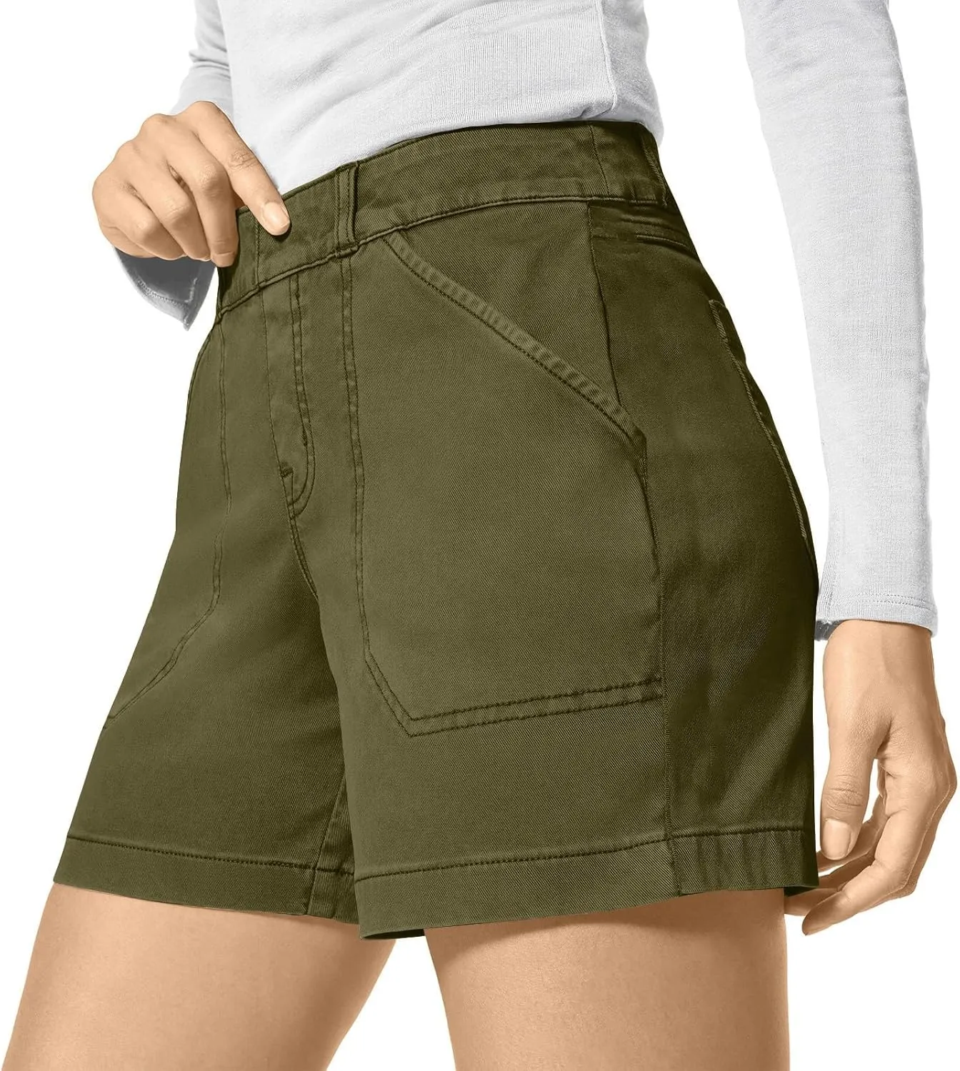 Denim Shorts Women High Waisted Twill Stretch Jean Shorts, Women Stretch Twill Shorts