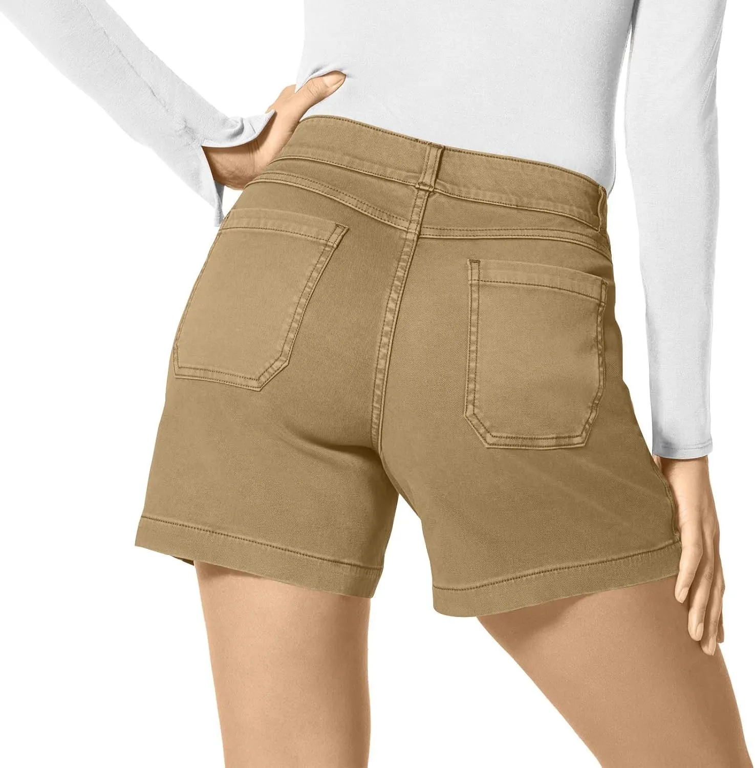 Denim Shorts Women High Waisted Twill Stretch Jean Shorts, Women Stretch Twill Shorts