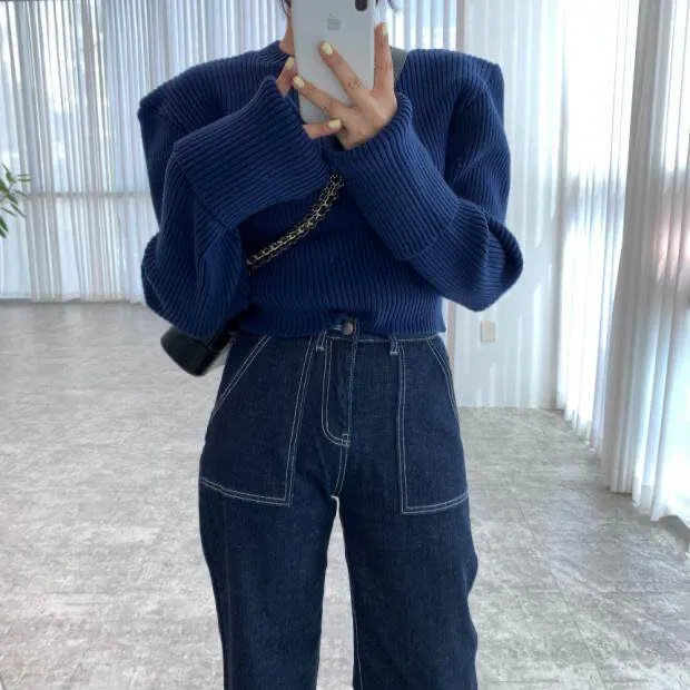 Denim Utility Barrel Pants with Contrasting Stitches