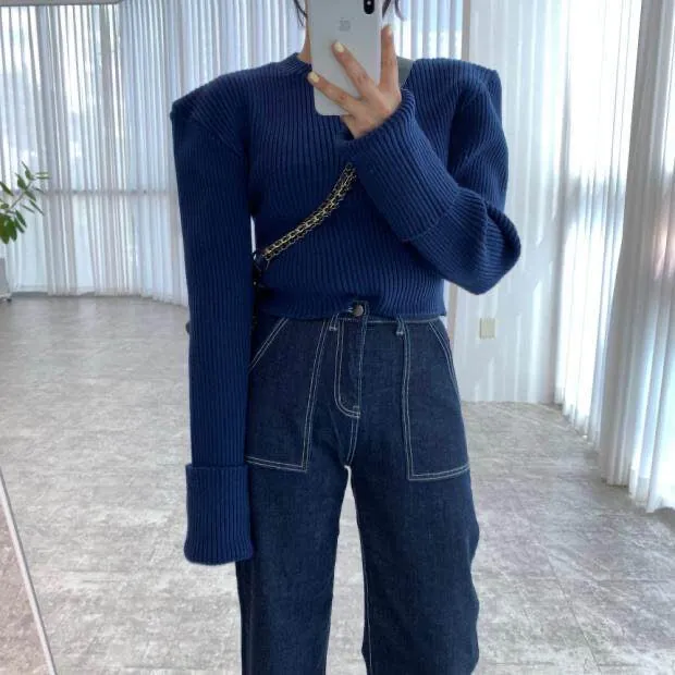 Denim Utility Barrel Pants with Contrasting Stitches