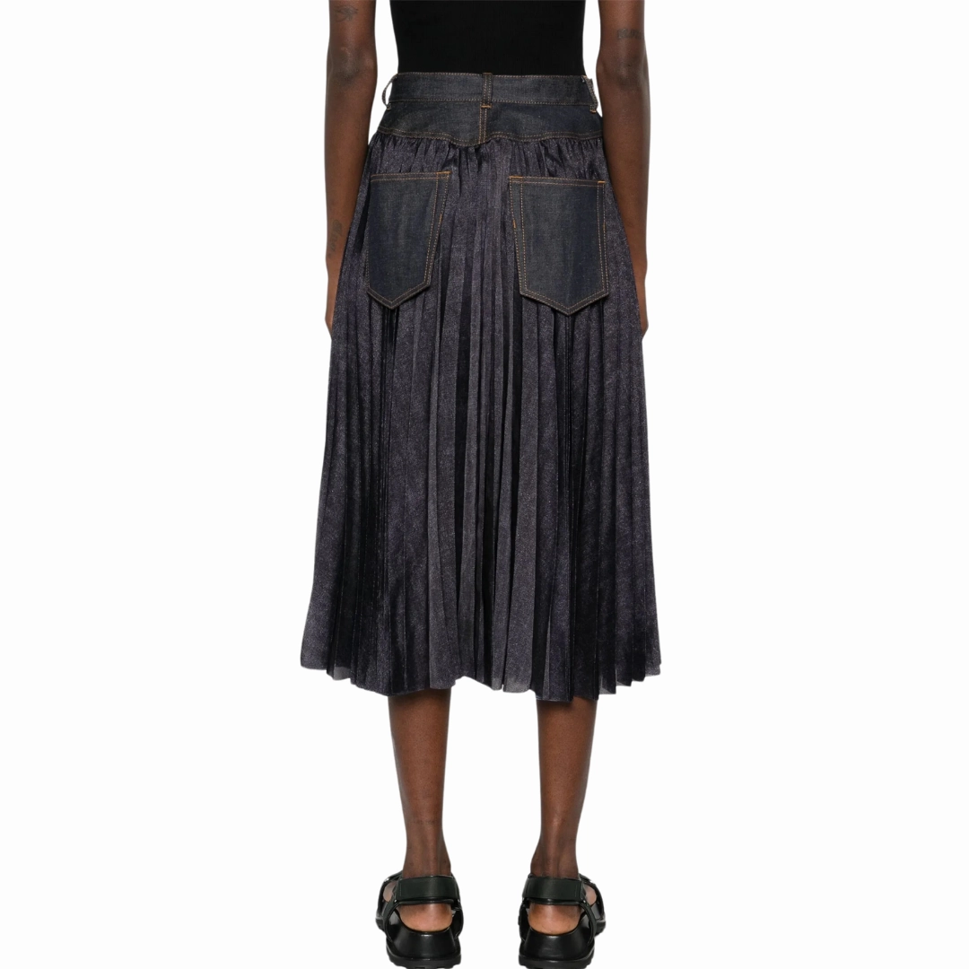 Denim Mix Skirt Coordinated Set Sporty Edge