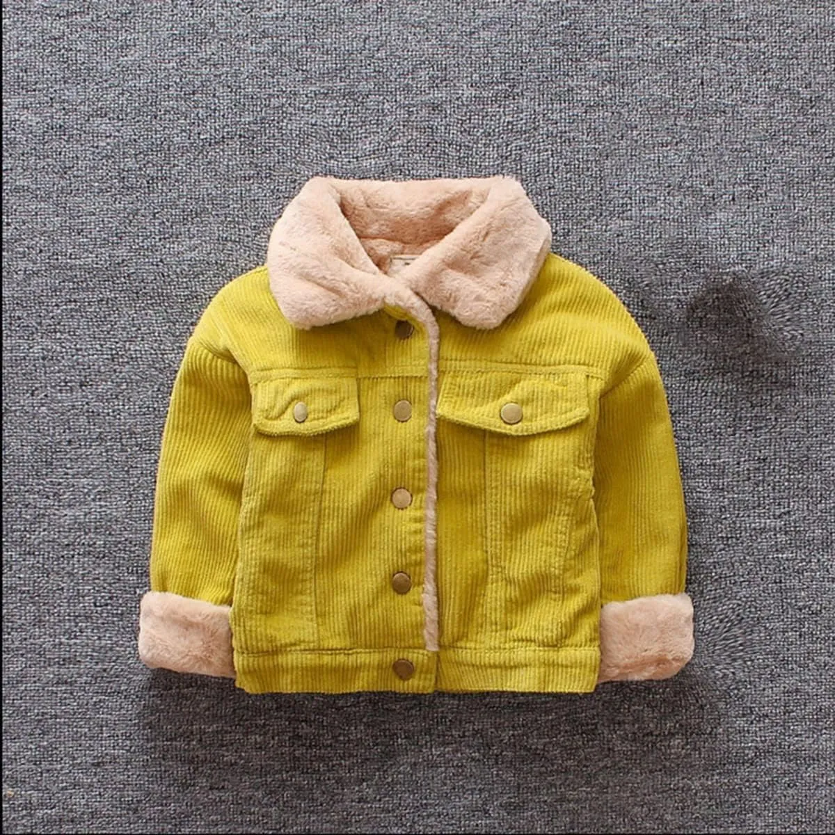 DESESE Toddler Boy Corduroy Jacket Bomber Jacket,Winter Notch Collar Coat Sherpa Lined Lapel Button Warm Outerwear