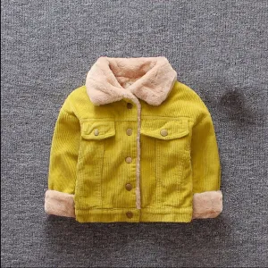 DESESE Toddler Boy Corduroy Jacket Bomber Jacket,Winter Notch Collar Coat Sherpa Lined Lapel Button Warm Outerwear