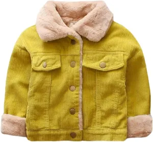 DESESE Toddler Boy Corduroy Jacket Bomber Jacket,Winter Notch Collar Coat Sherpa Lined Lapel Button Warm Outerwear