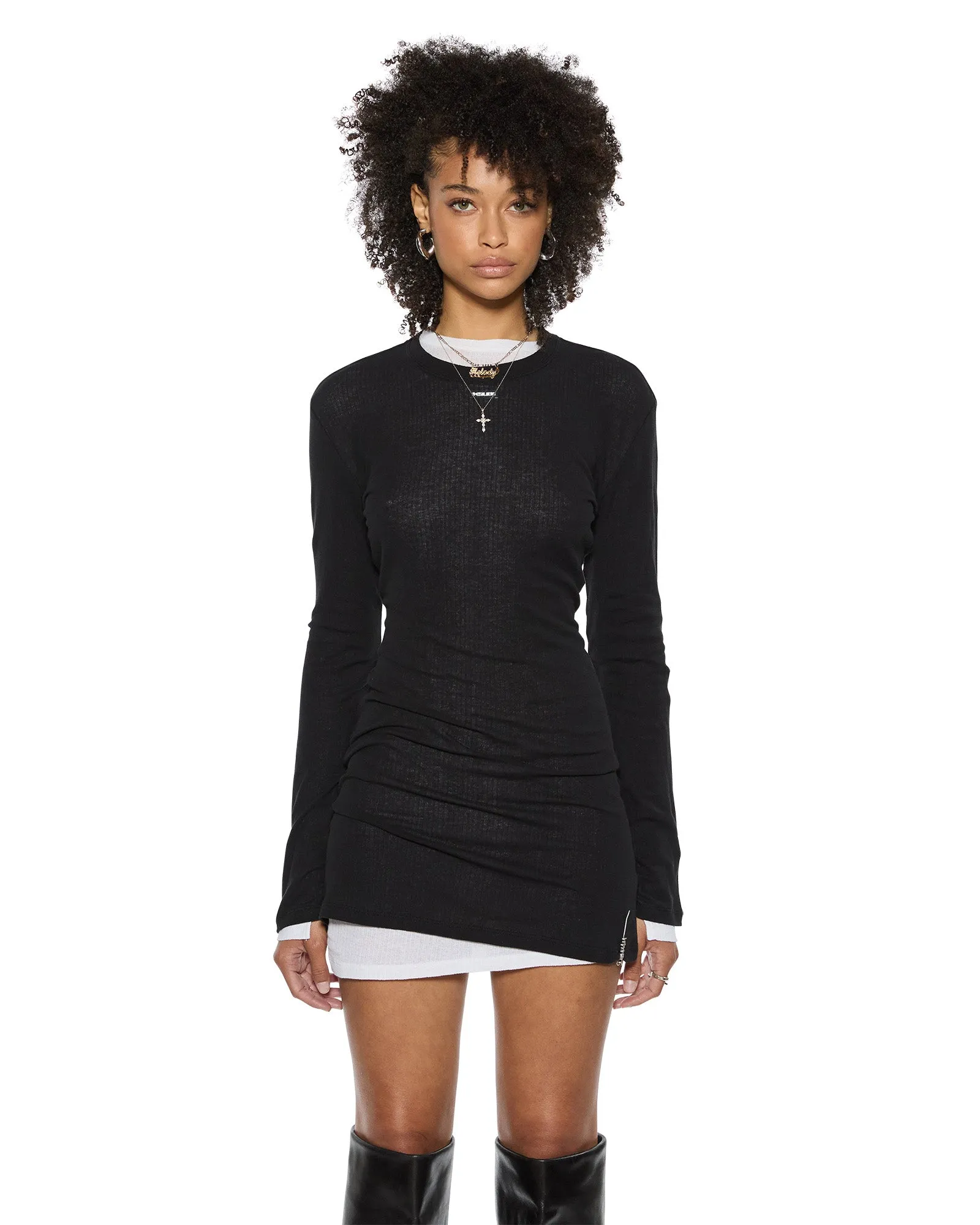 CRAWFORD LS MINI DRESS BLACK Lace Fine Gentle Stitch