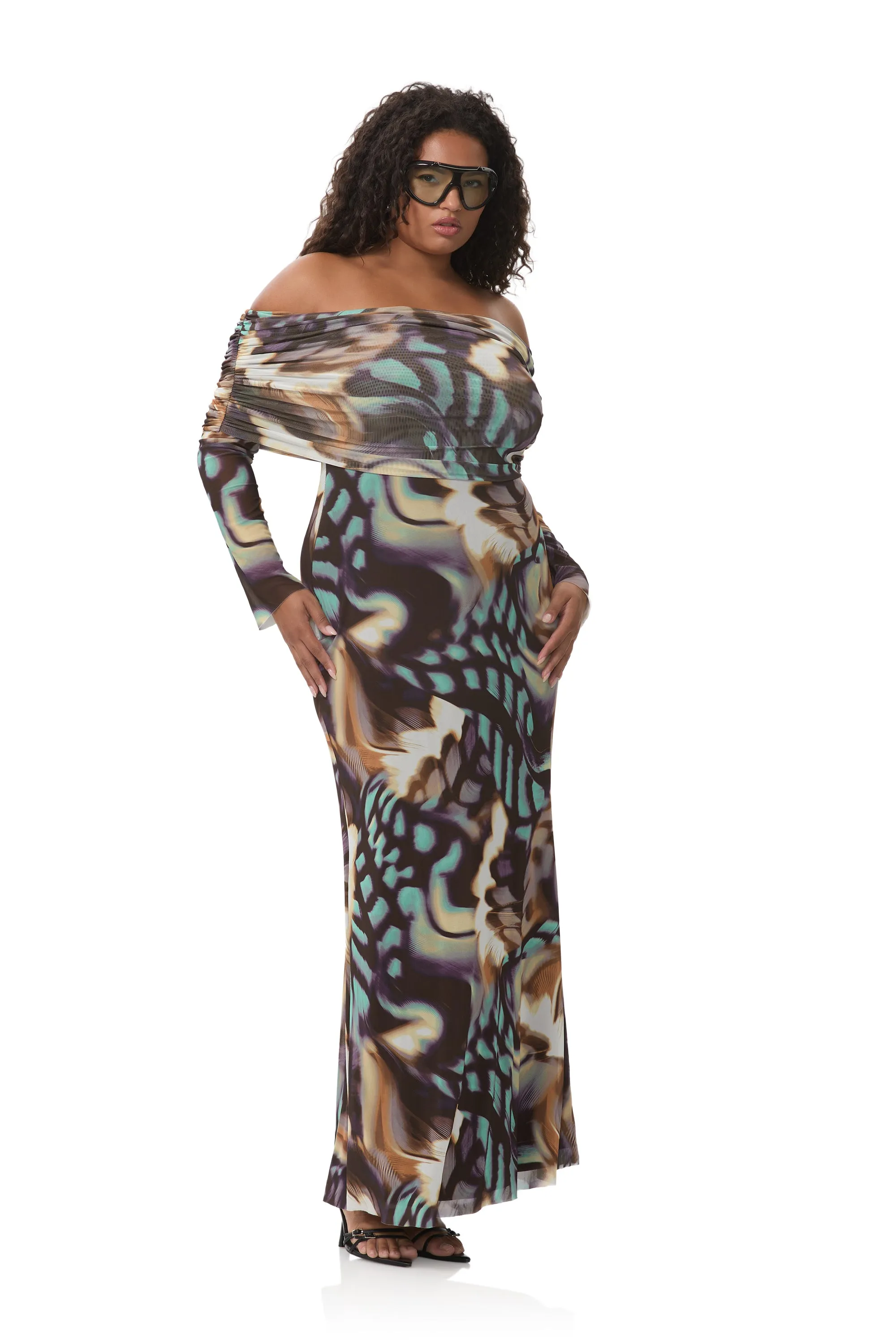 Thelma Dress - Feather Swirl Soft Curve