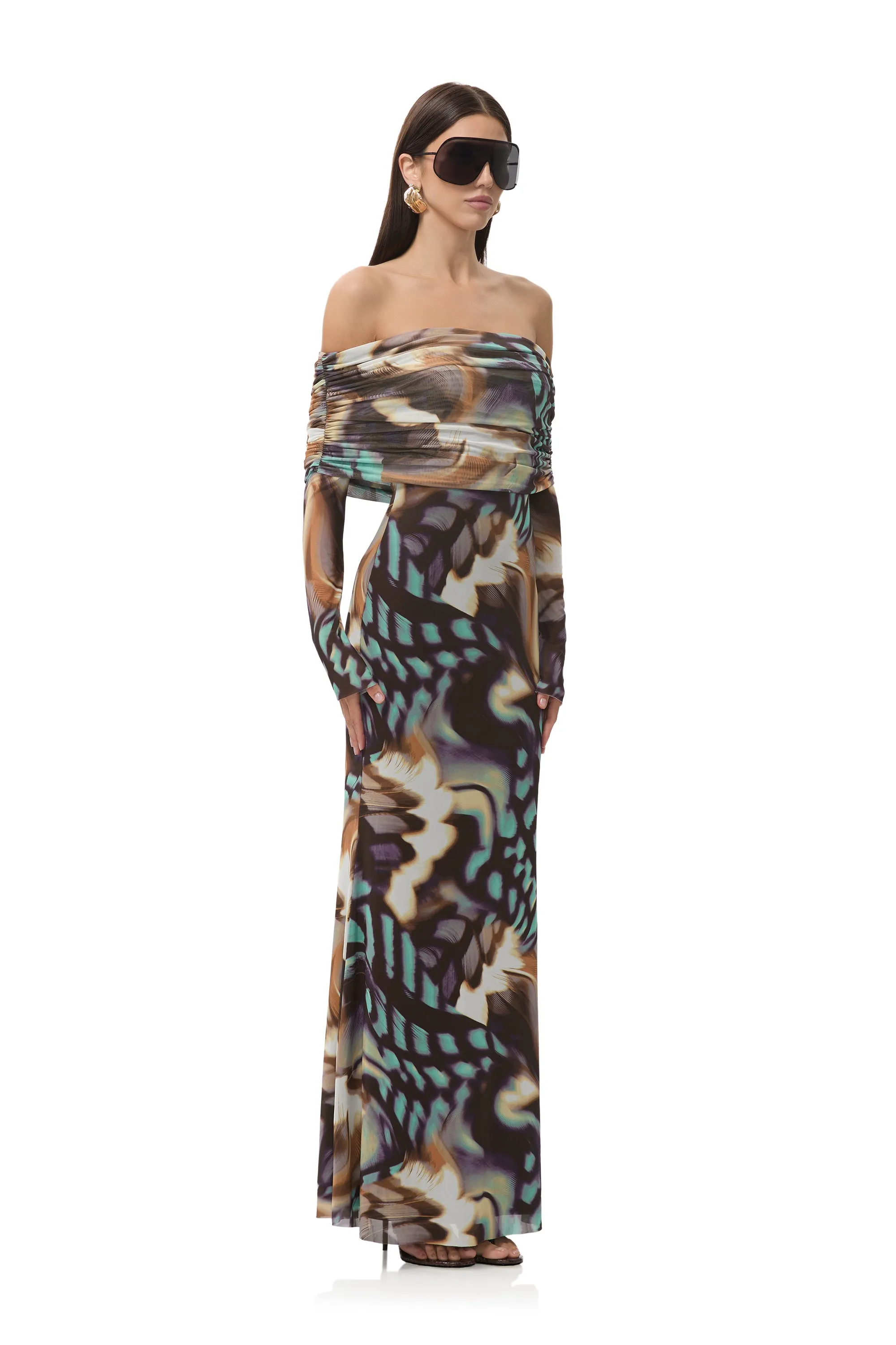Cozy And Stylish Relaxed Waistband Thelma Dress - Feather Swirl