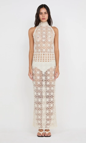 Light Base Comfort waistband ANIA HALTER MAXI DRESS - IVORY