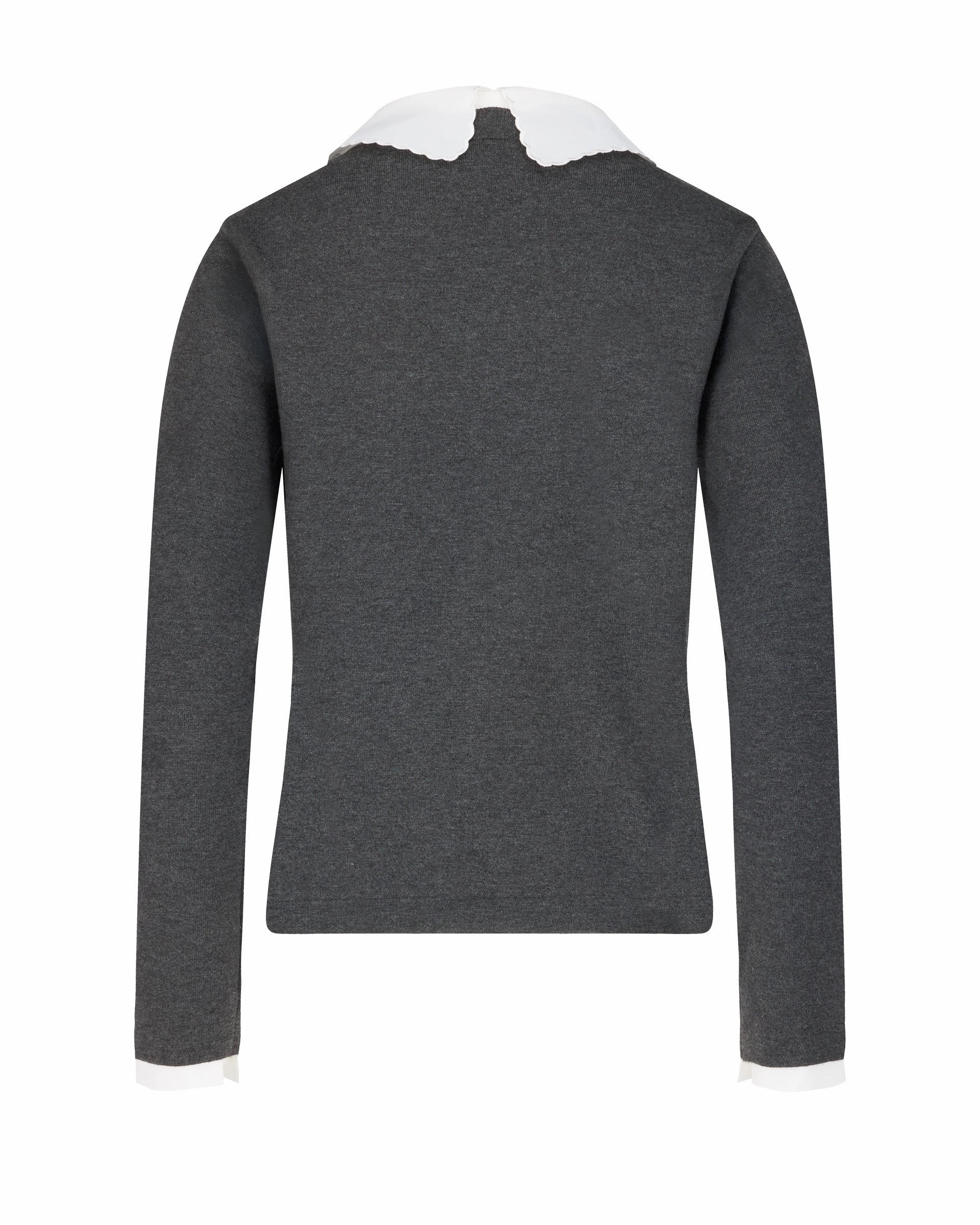 Tagless Neckline Design Detachable beaded lace collar knit - Charcoal gray