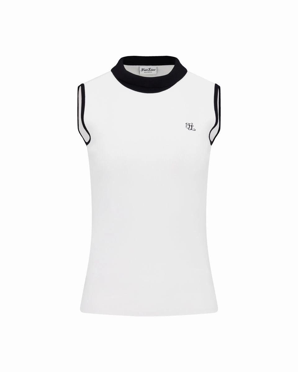 QuickDry Textile Detachable lace ribbon sleeveless knit - White